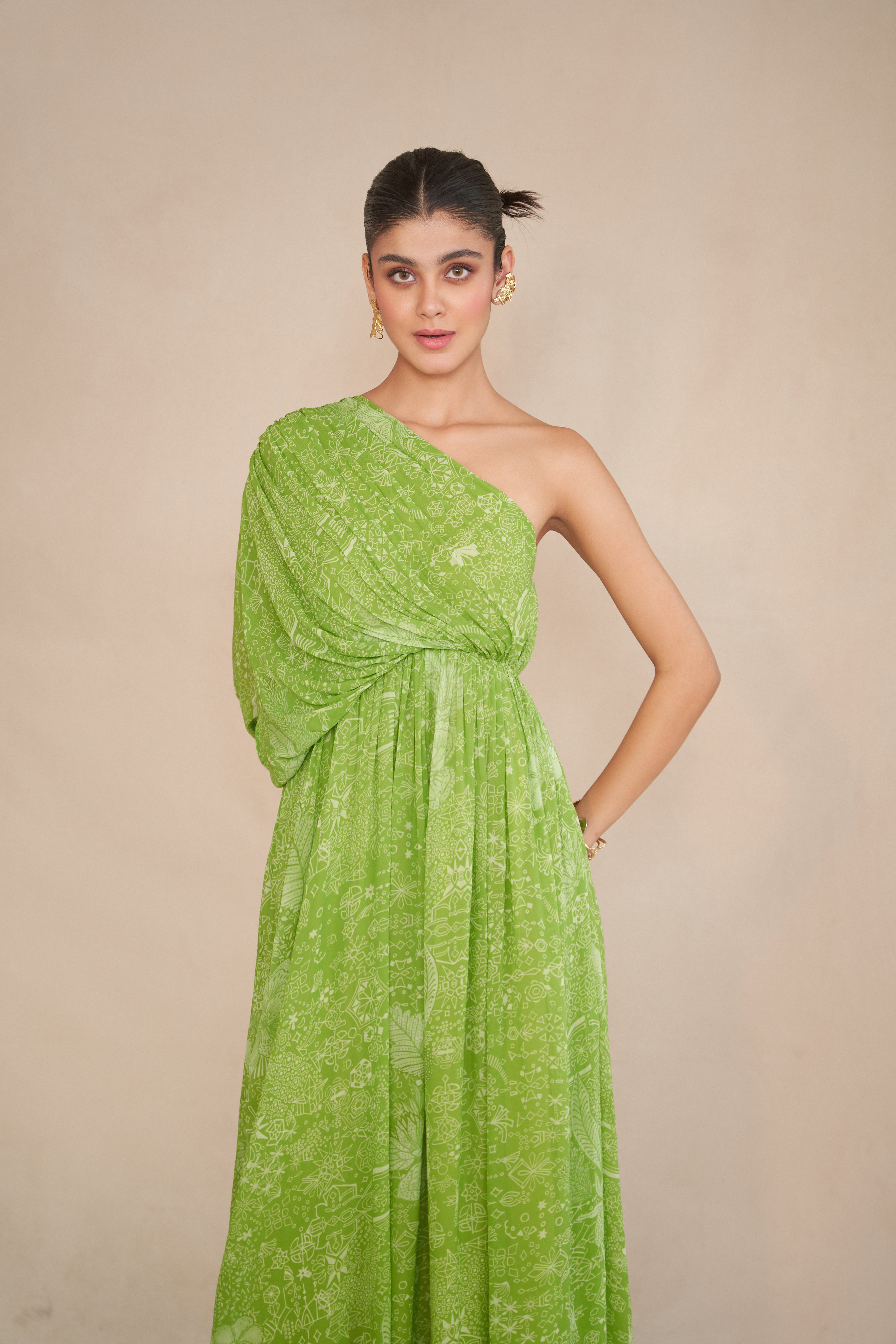 LAUREL LEAF ONE SHOULDER DRESS