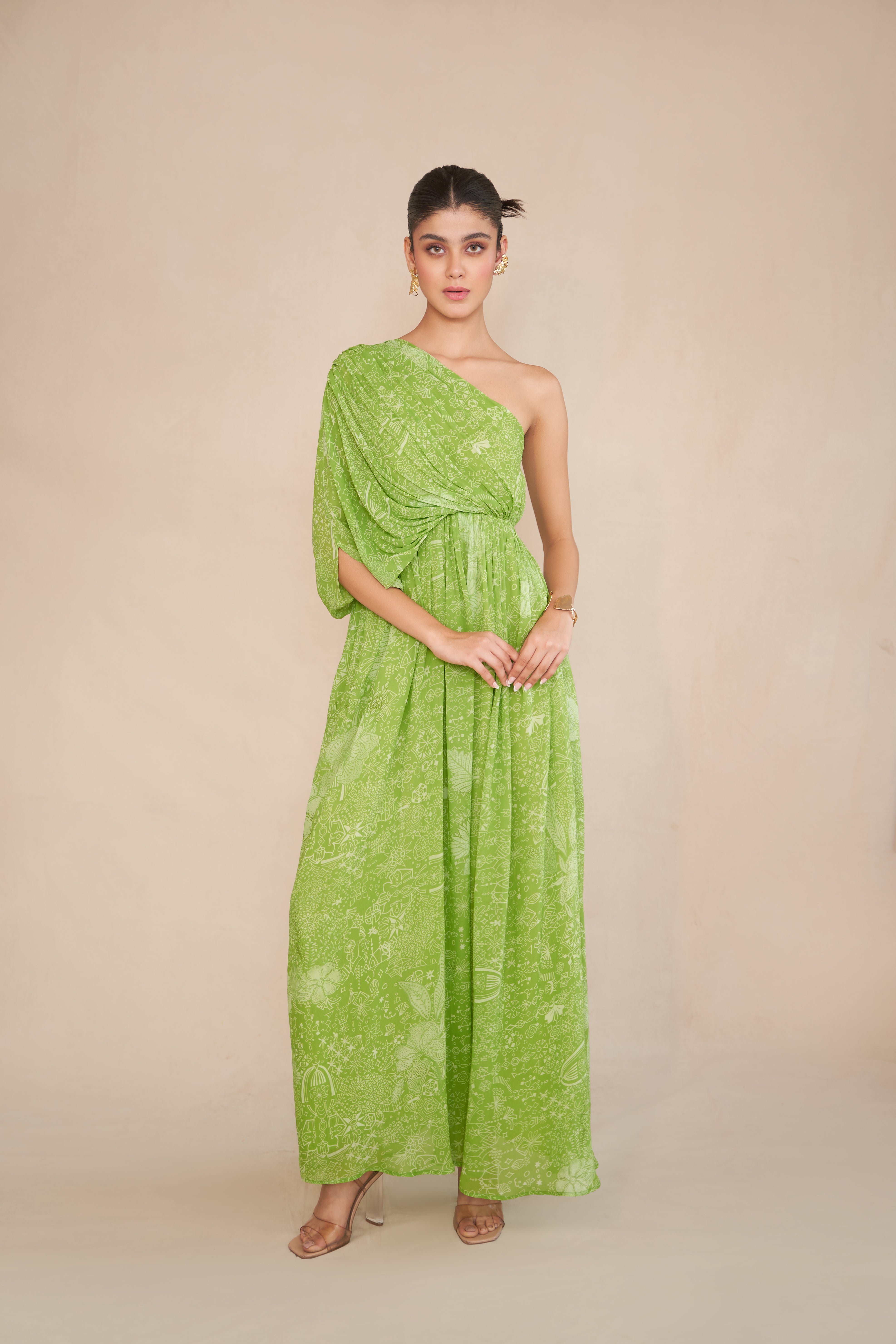 LAUREL LEAF ONE SHOULDER DRESS