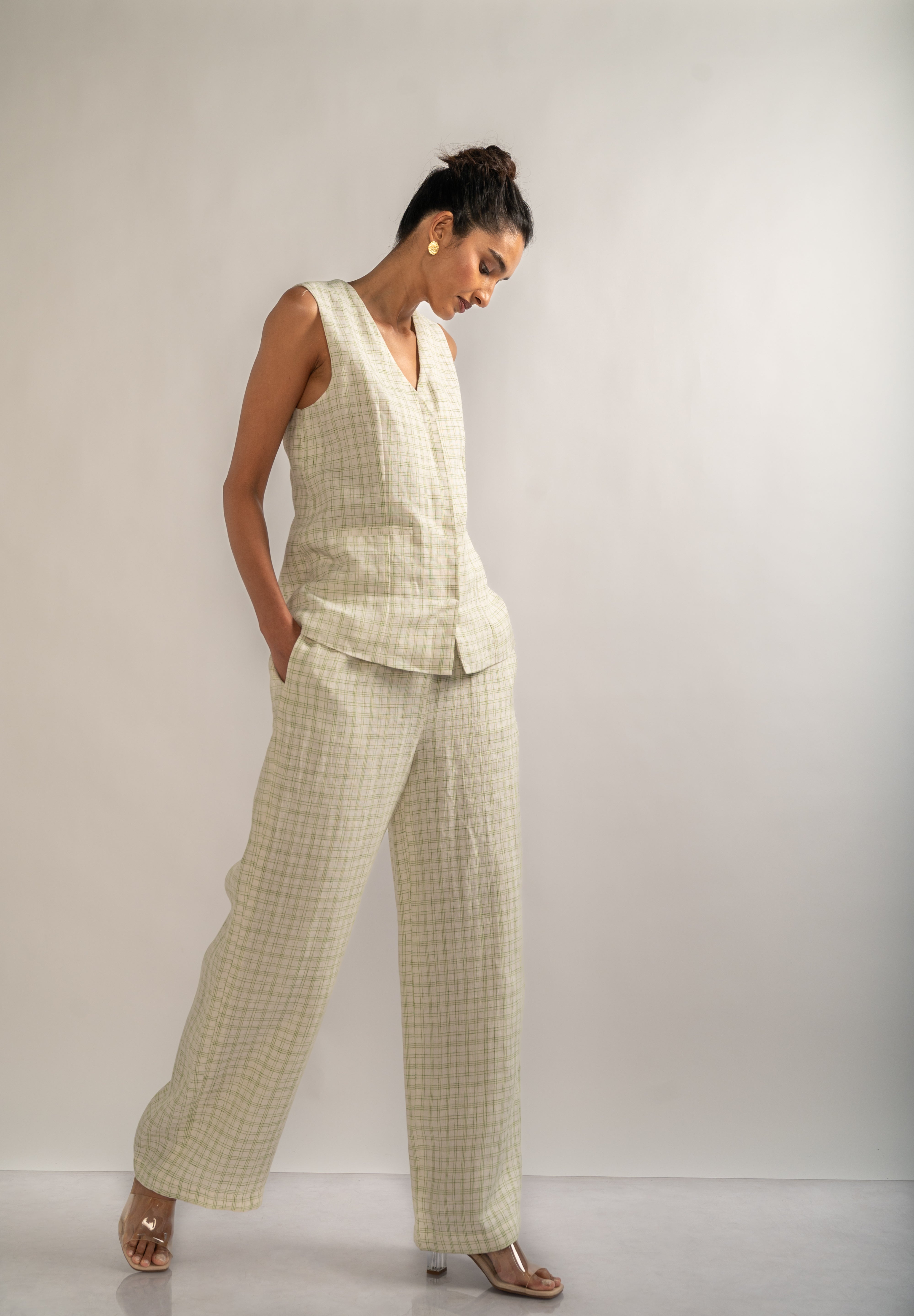 CHECKERED LINEN CO-ORD SET