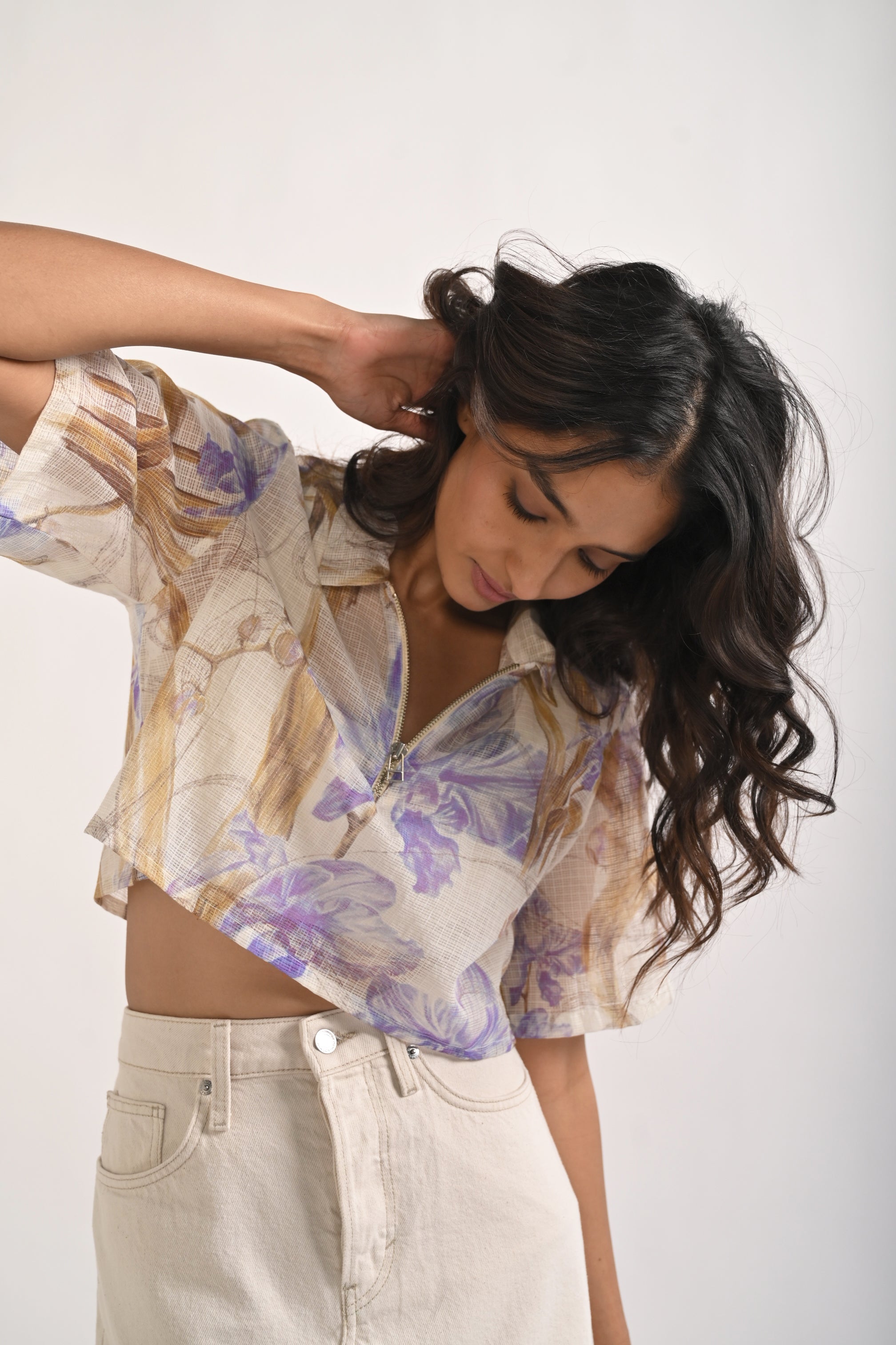 ORCHID BREEZE KOTA CROPPED SHIRT