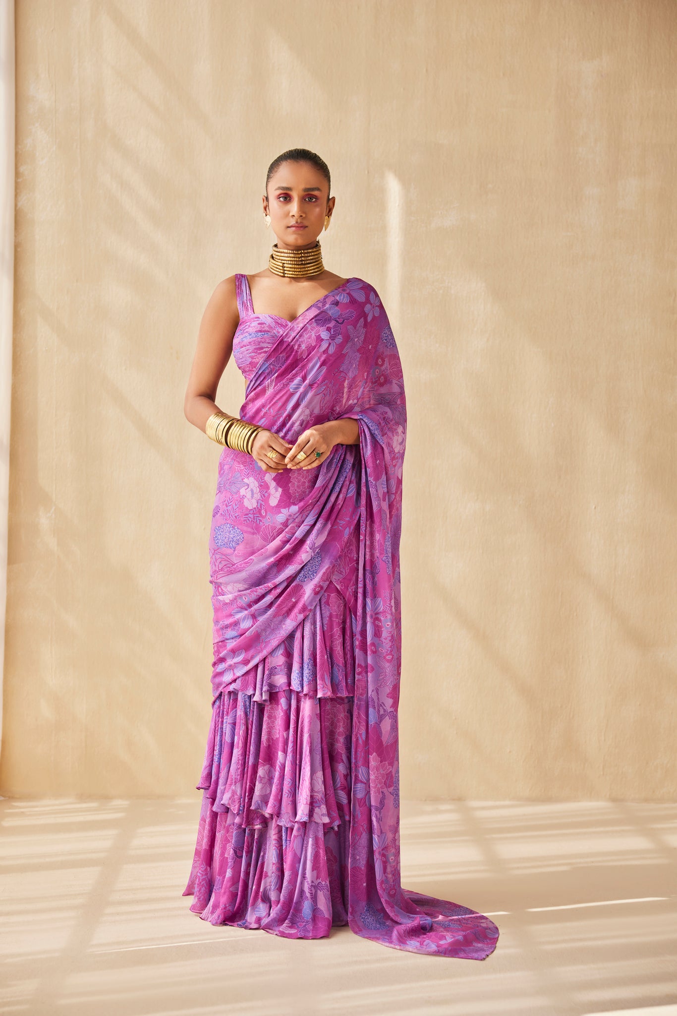 DEEP RHYTHM RUFFLE SAREE