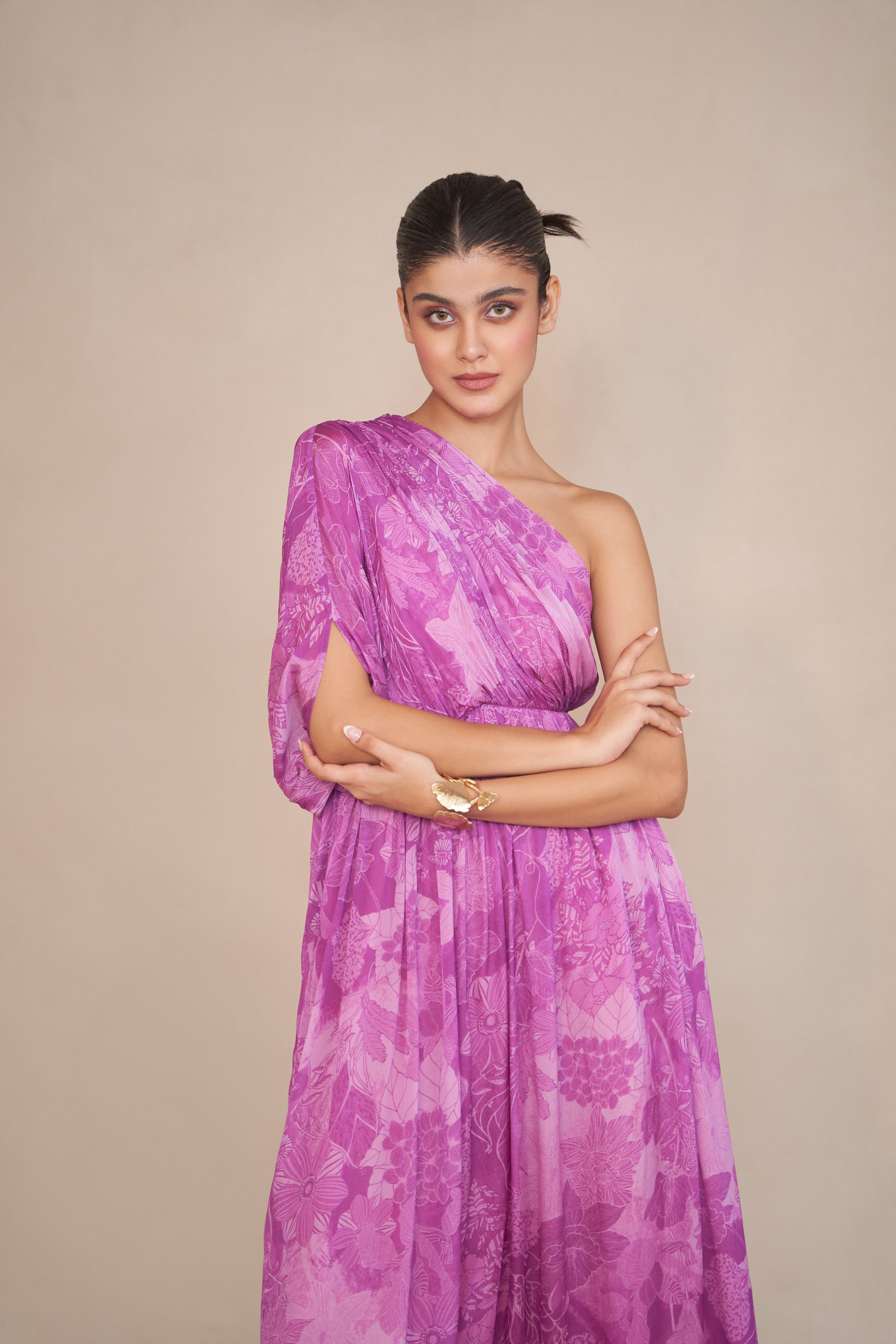 BLUSH ONE SHOULDER DRESS