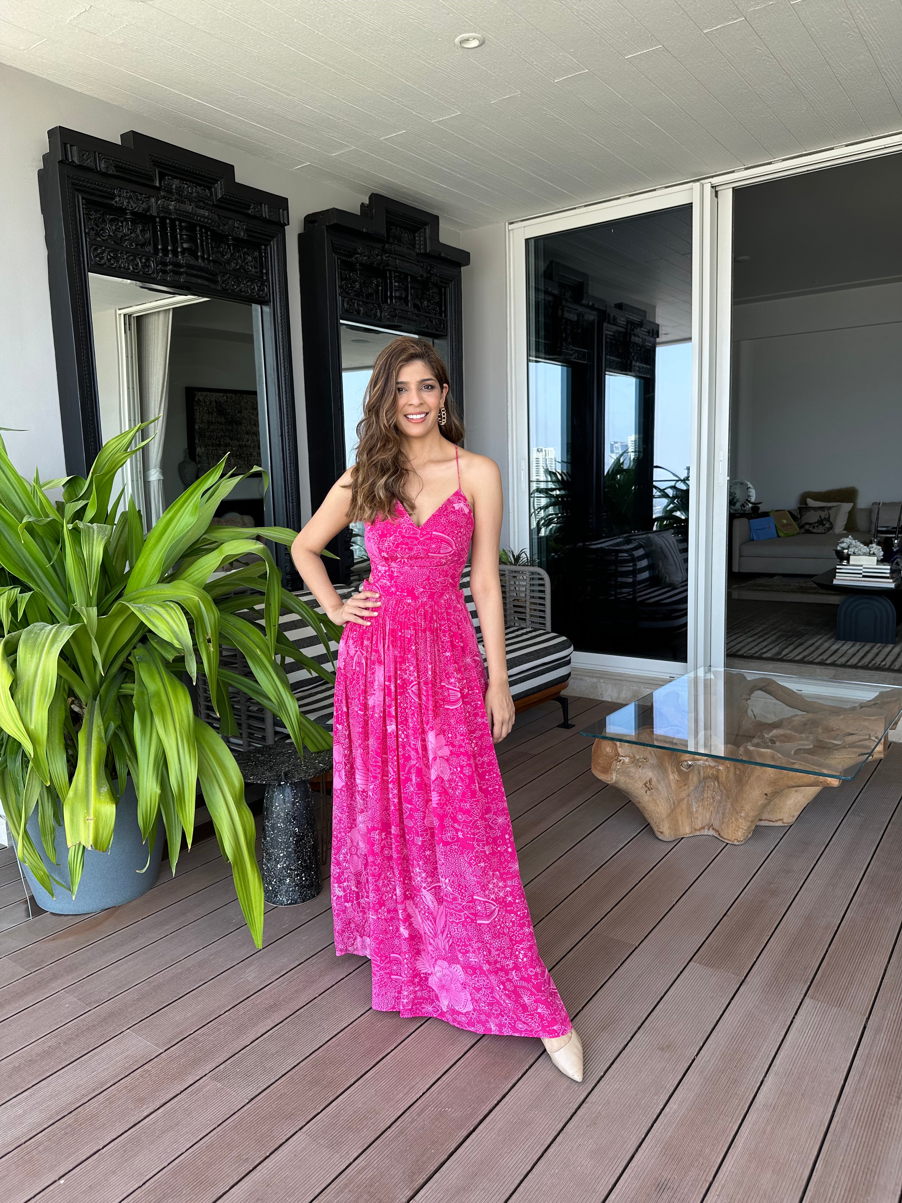 FUSCHIA STRAPPY DRESS