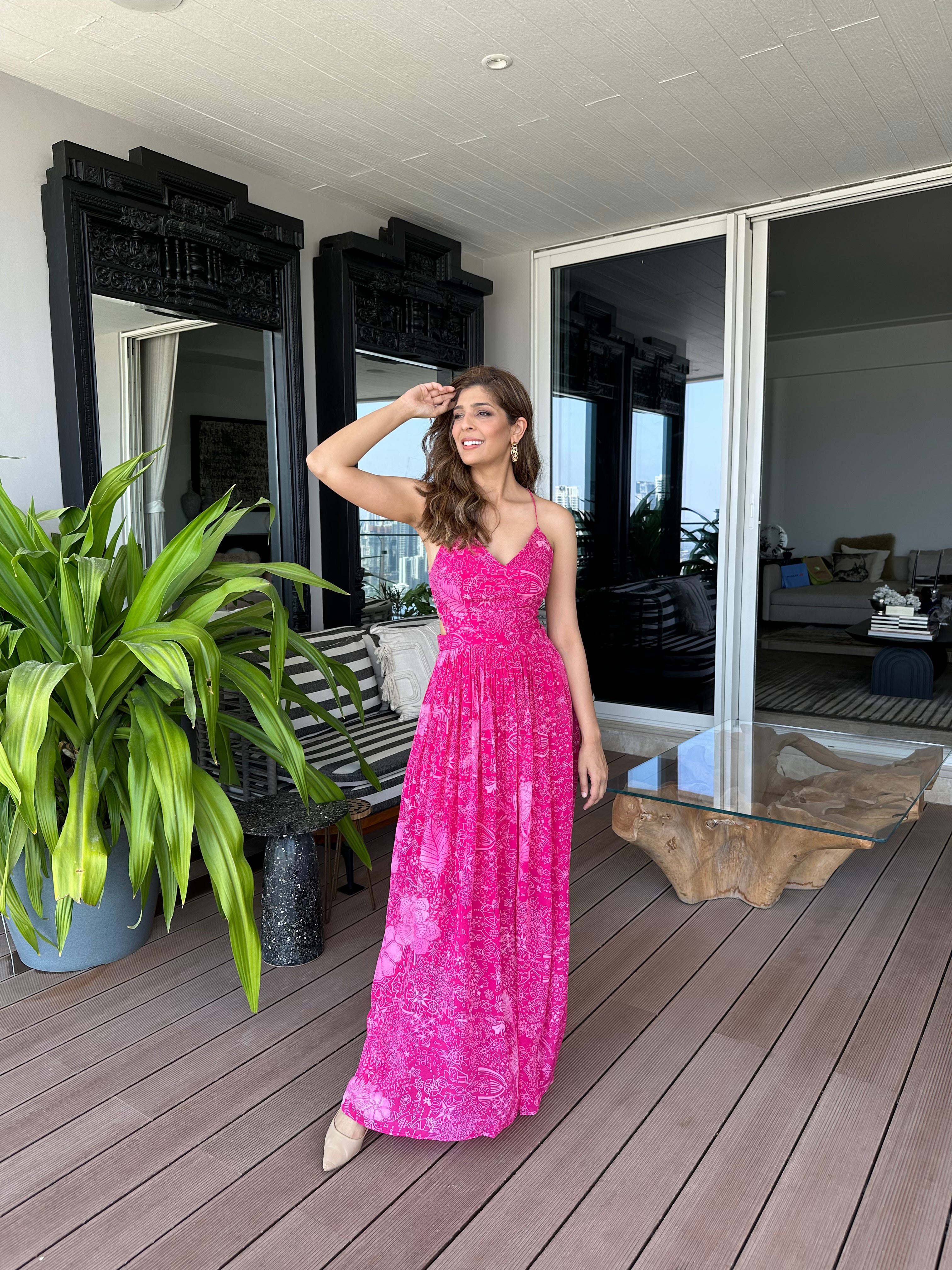 FUSCHIA STRAPPY DRESS