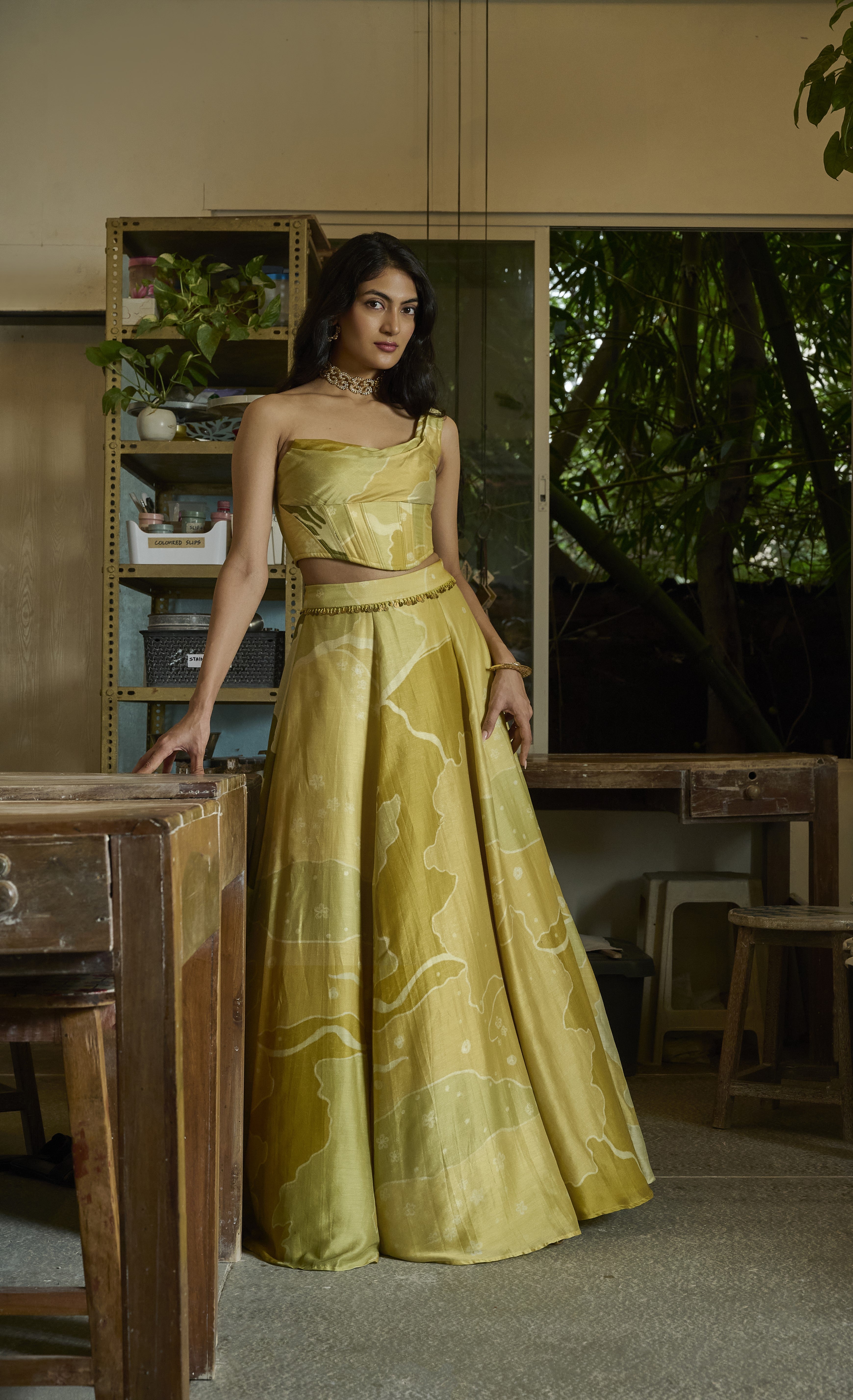 Abstract Corset Lehenga Set