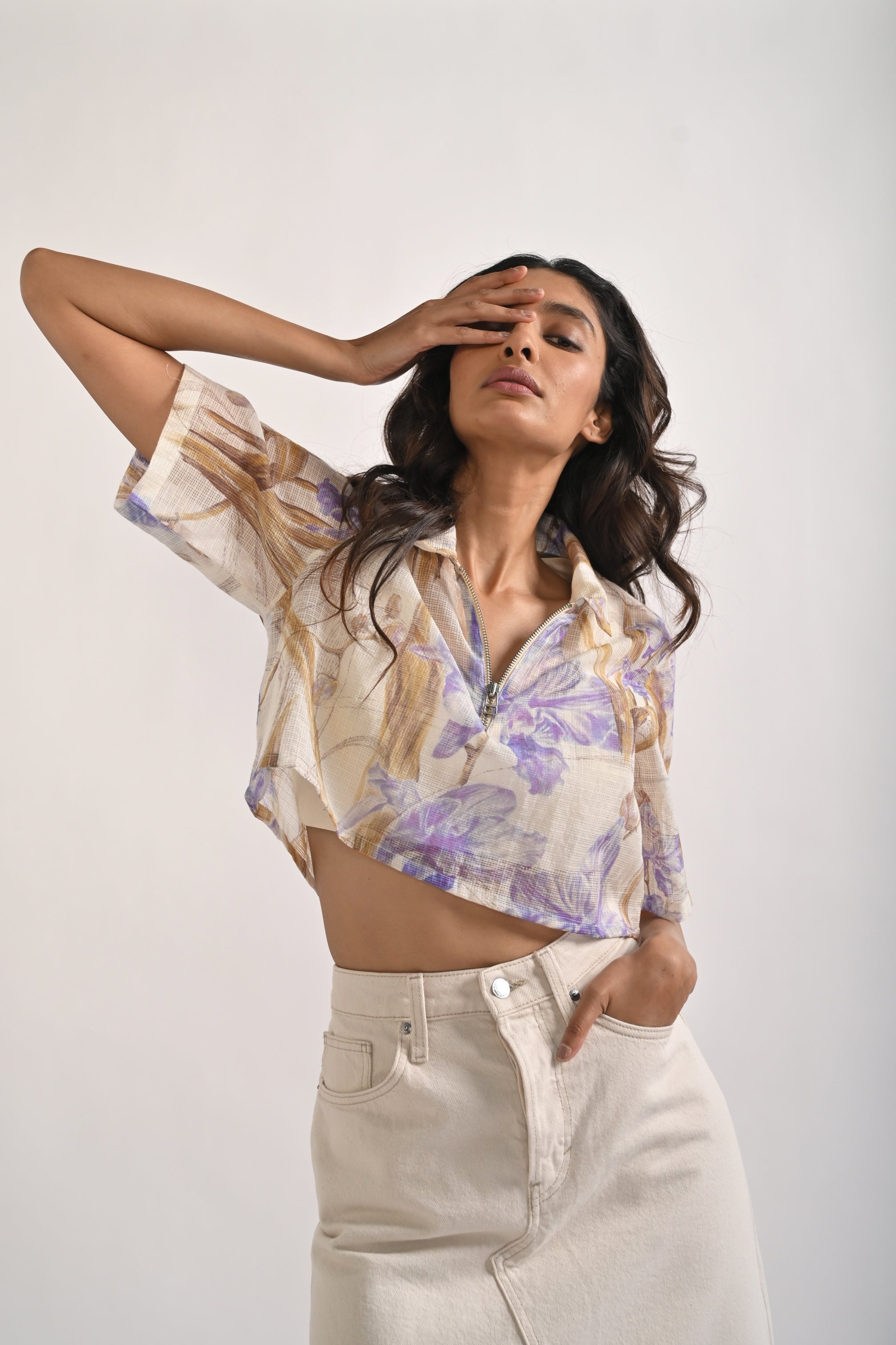 ORCHID BREEZE KOTA CROPPED SHIRT