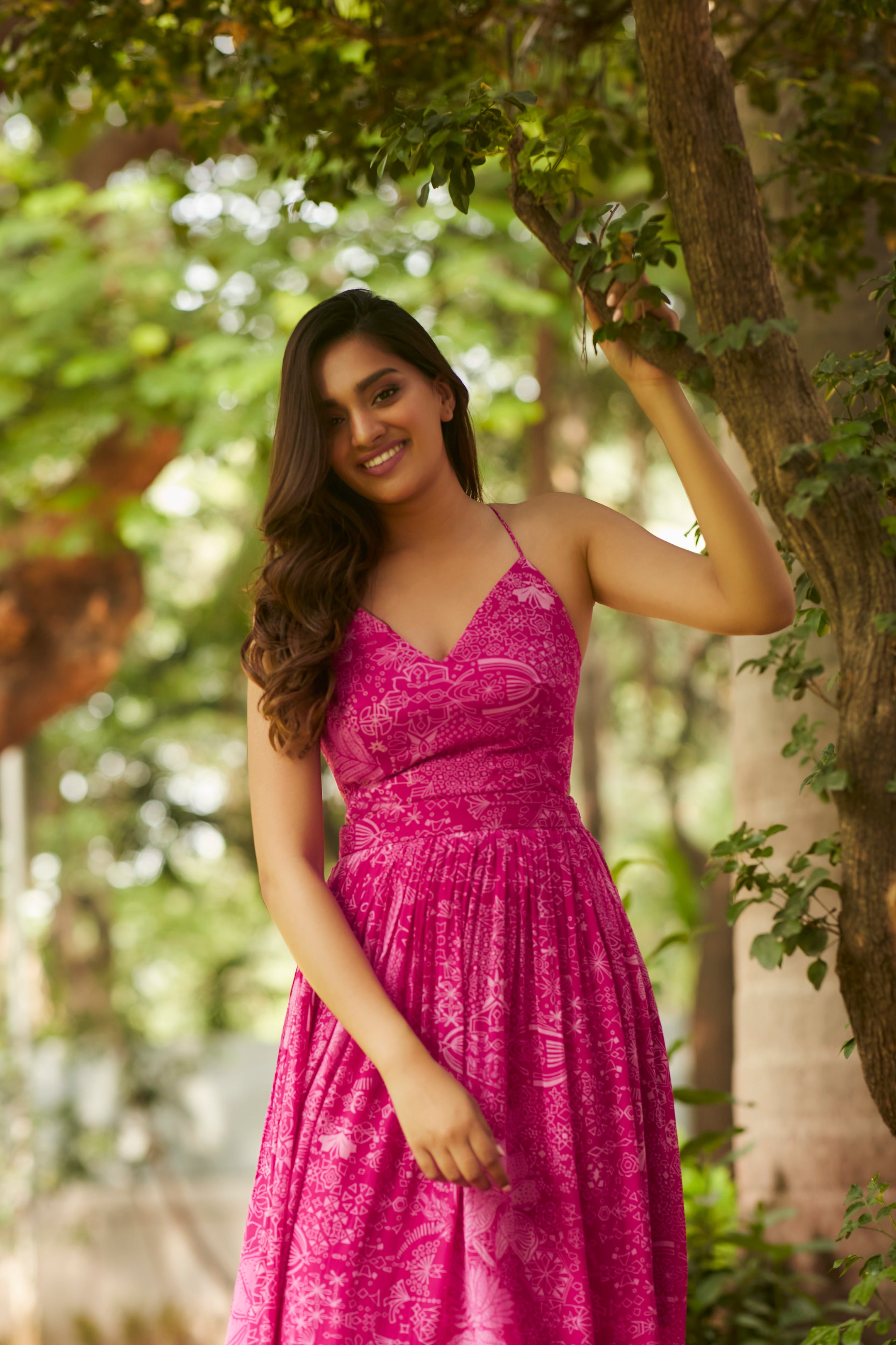 FUSCHIA STRAPPY DRESS