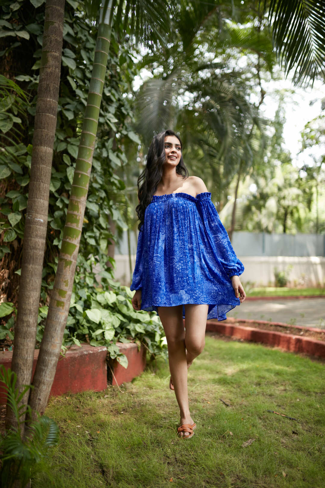 MIDNIGHT BLUE OFF SHOULDER DRESS