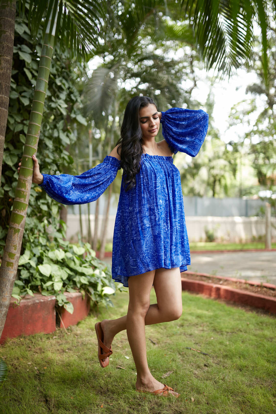 MIDNIGHT BLUE OFF SHOULDER DRESS