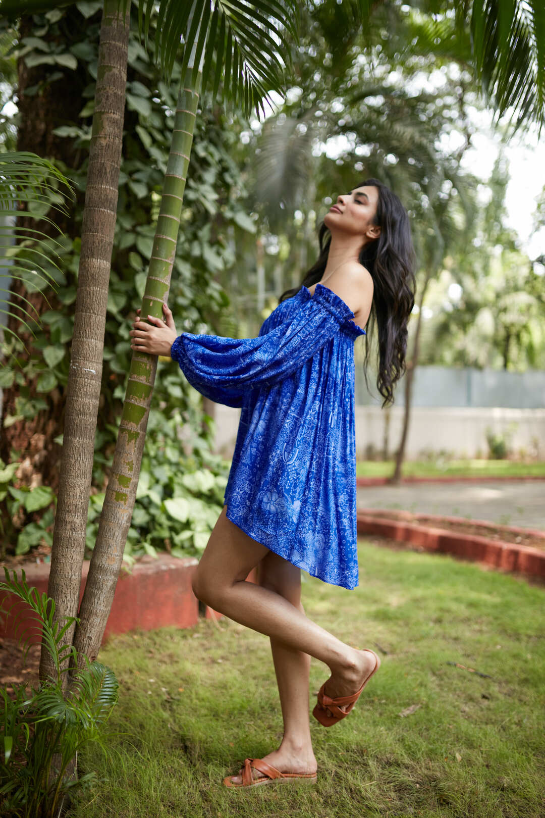 MIDNIGHT BLUE OFF SHOULDER DRESS