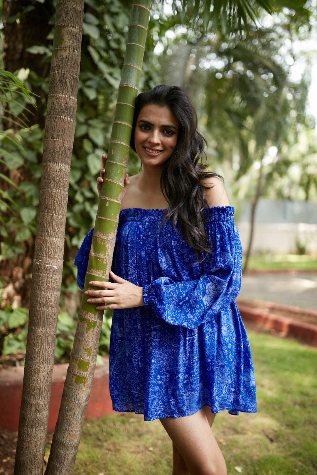 MIDNIGHT BLUE OFF SHOULDER DRESS