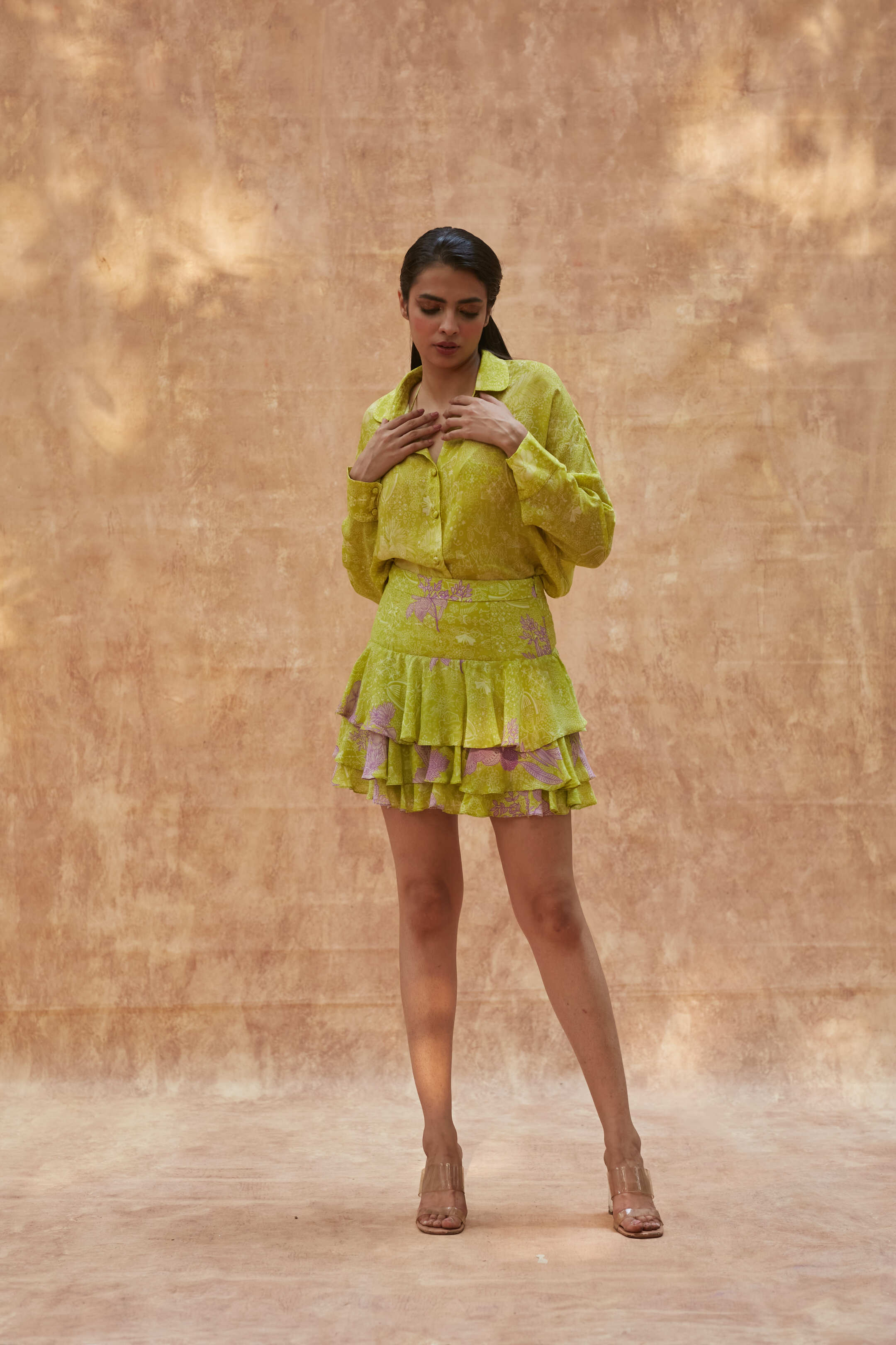 SPRING LIME RUFFLE SKIRT