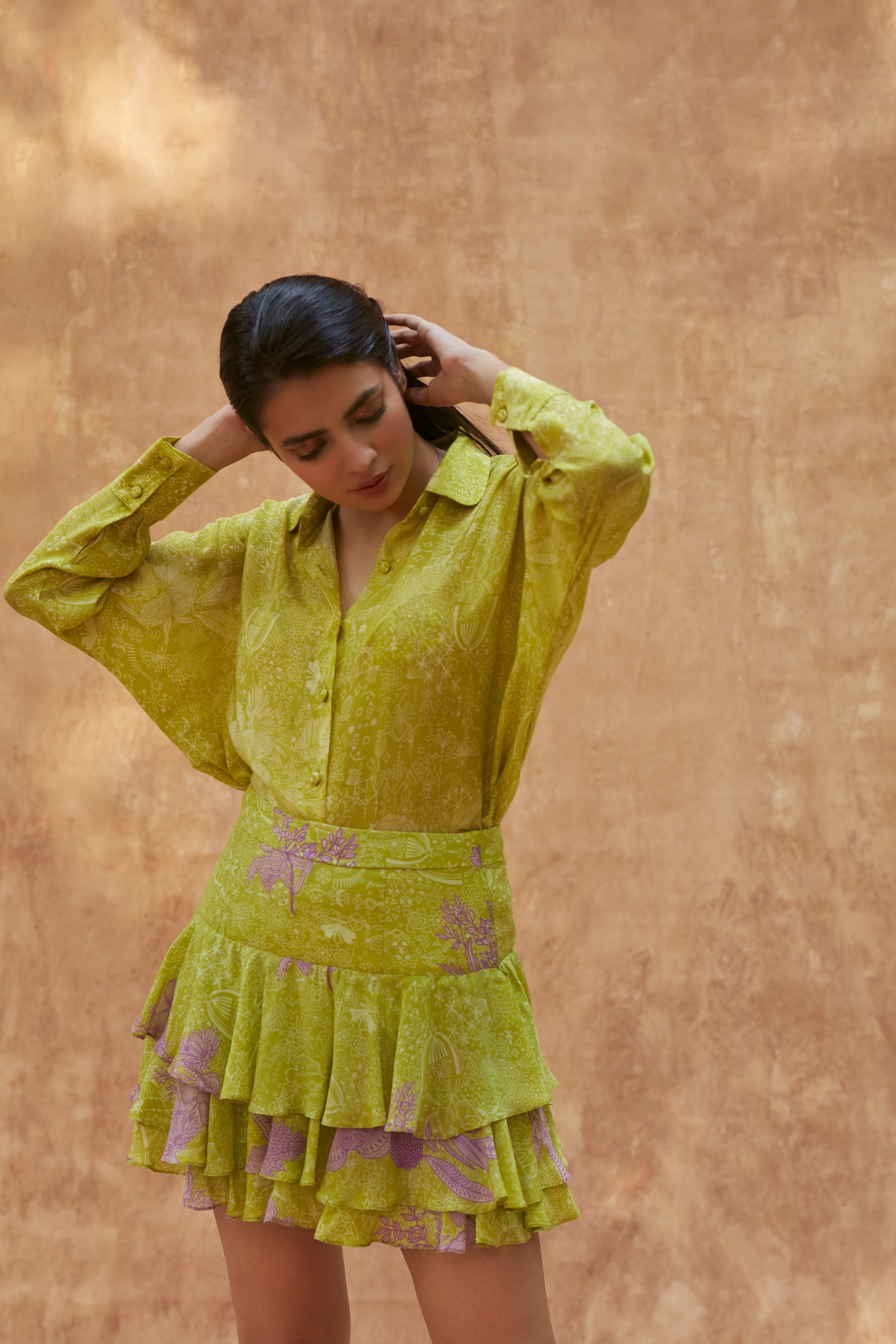 SPRING LIME RUFFLE SKIRT