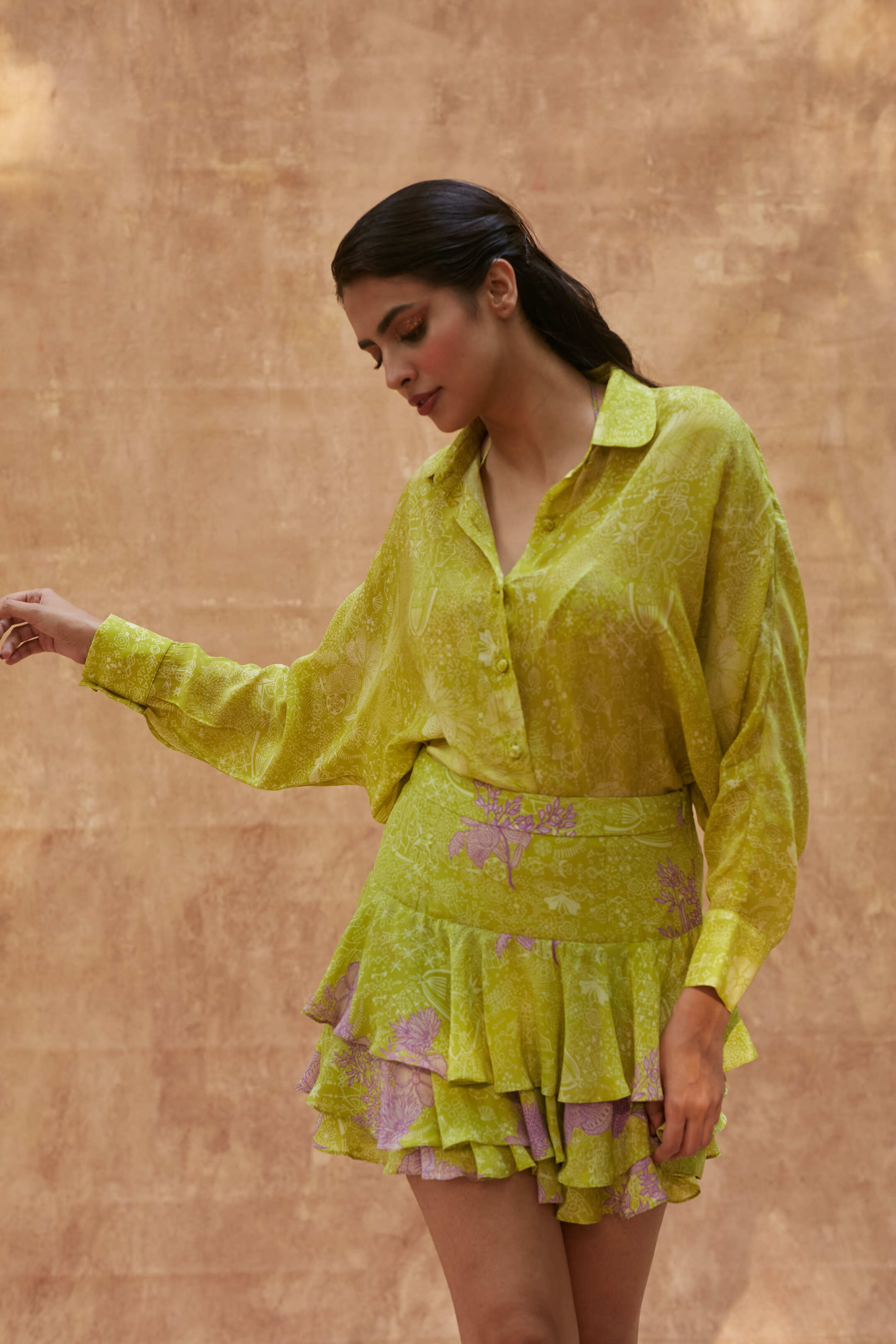 SPRING LIME RUFFLE SKIRT