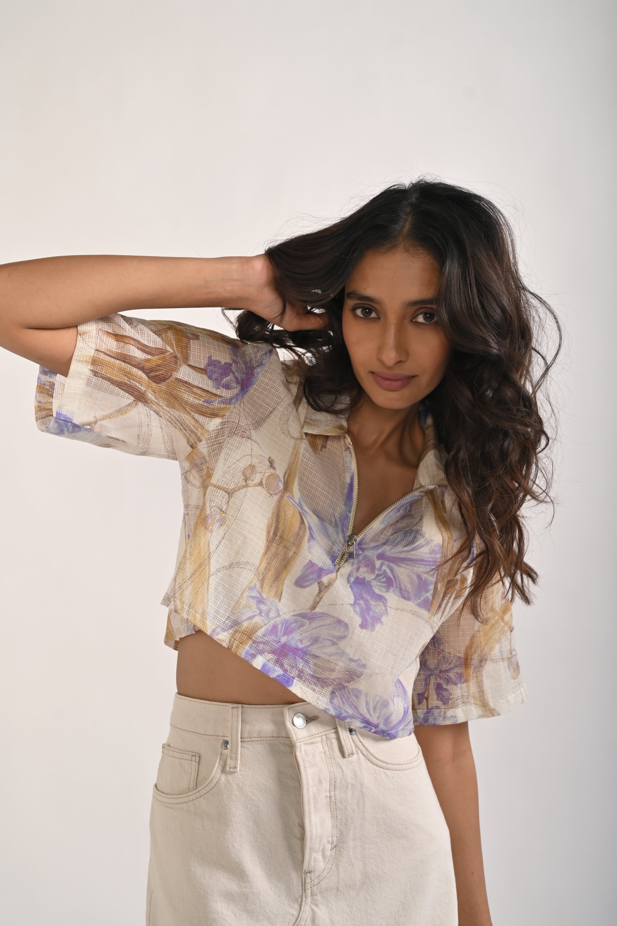 ORCHID BREEZE KOTA CROPPED SHIRT