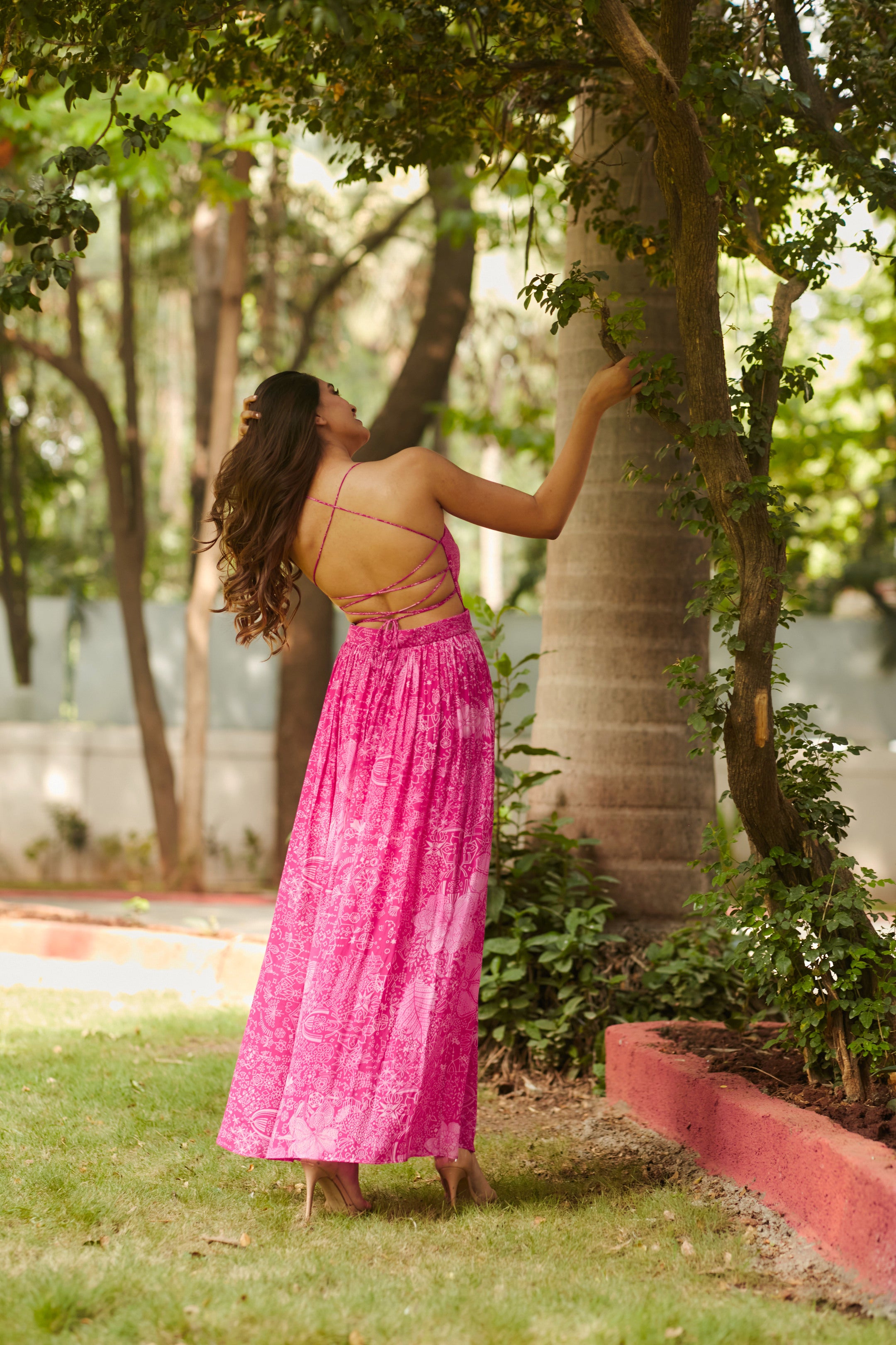 FUSCHIA STRAPPY DRESS