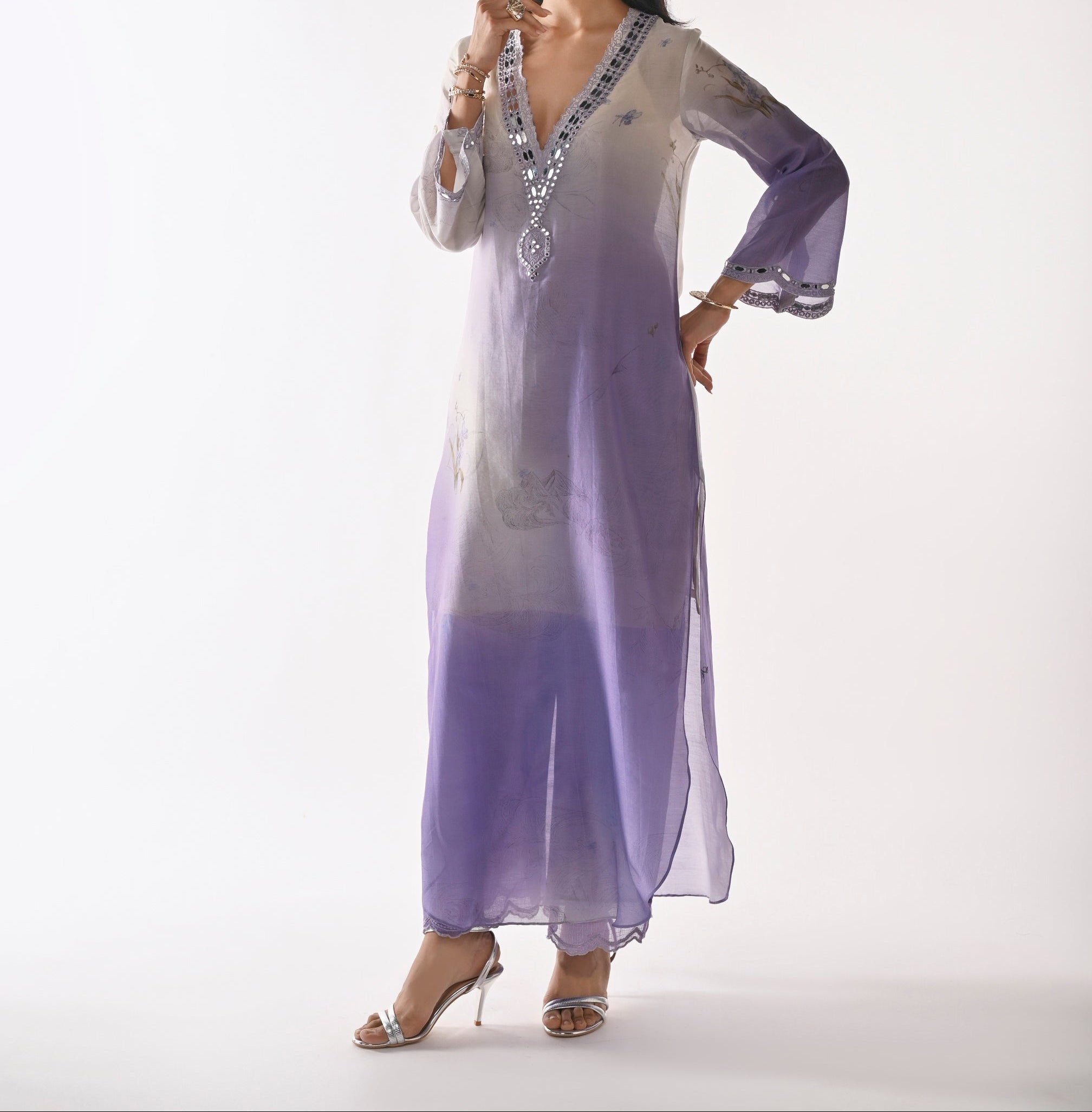 PURPLE POEM KAFTAN SET