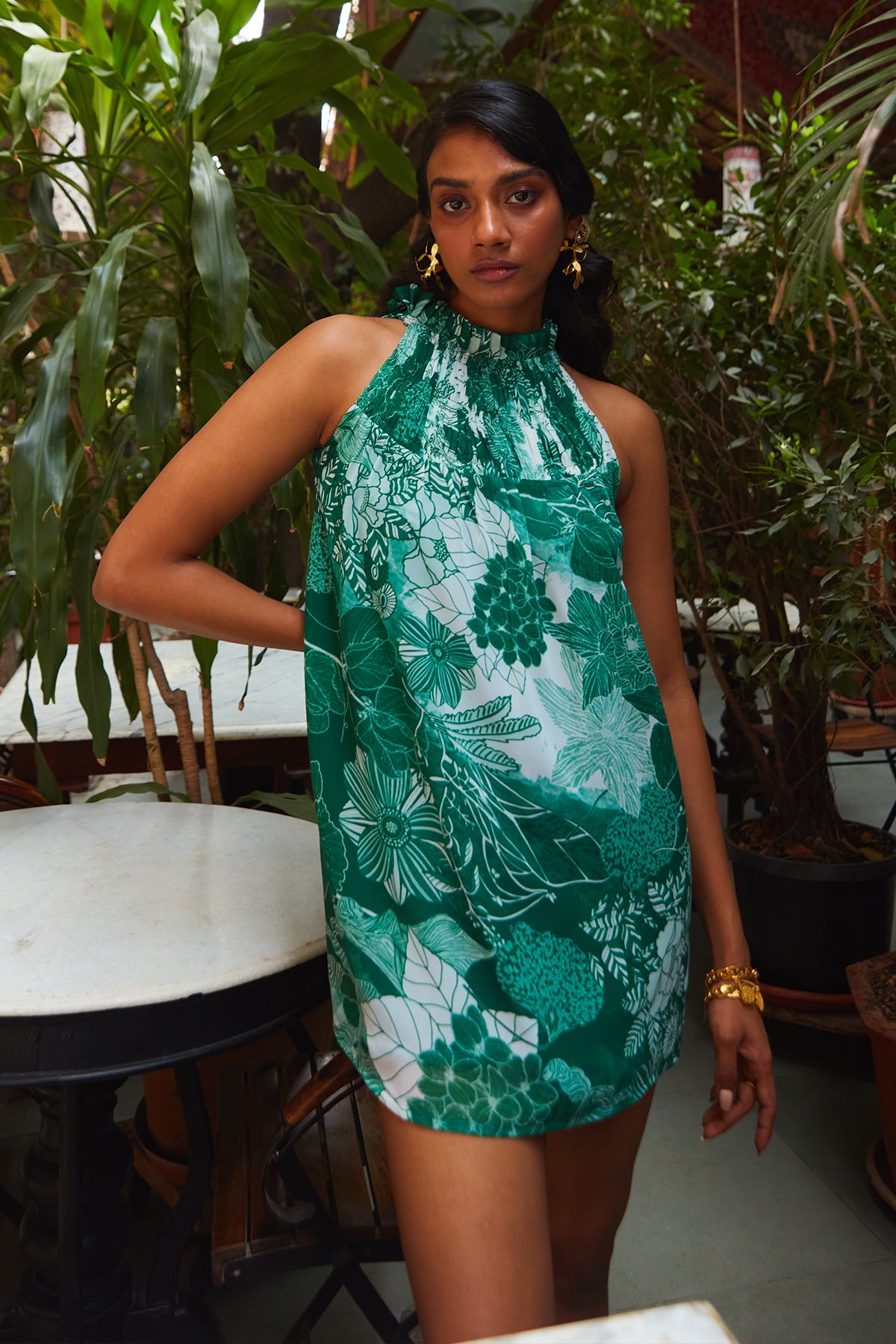 FOREST RUFFLE DRESS