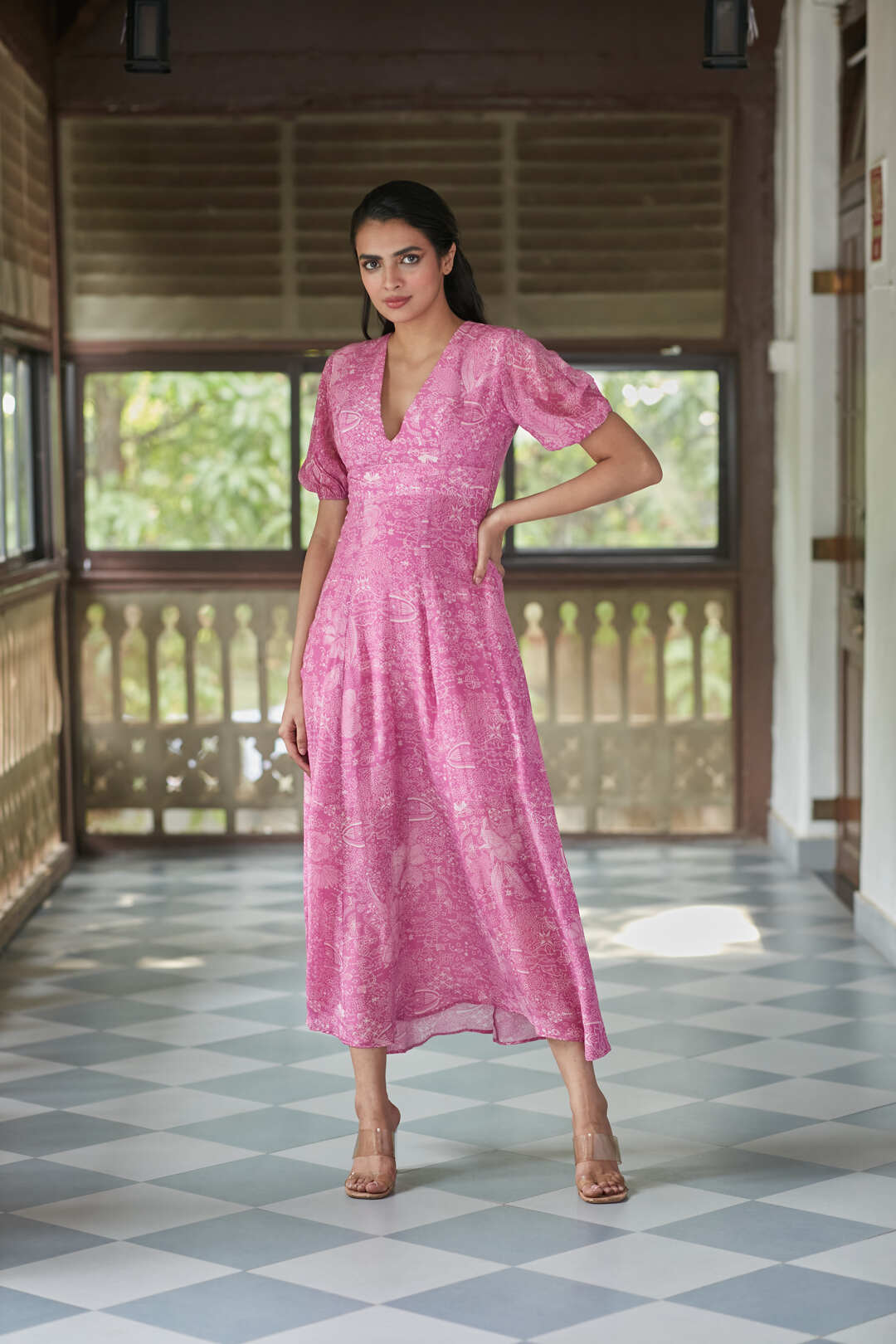 ASH ROSE PLUNGE DRESS