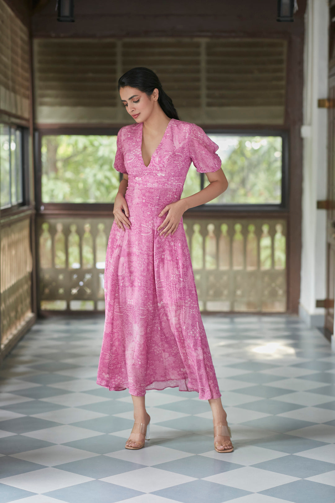 ASH ROSE PLUNGE DRESS