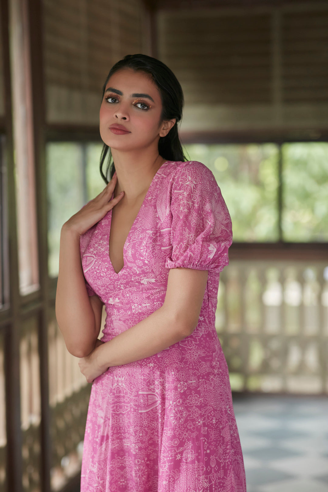 ASH ROSE PLUNGE DRESS