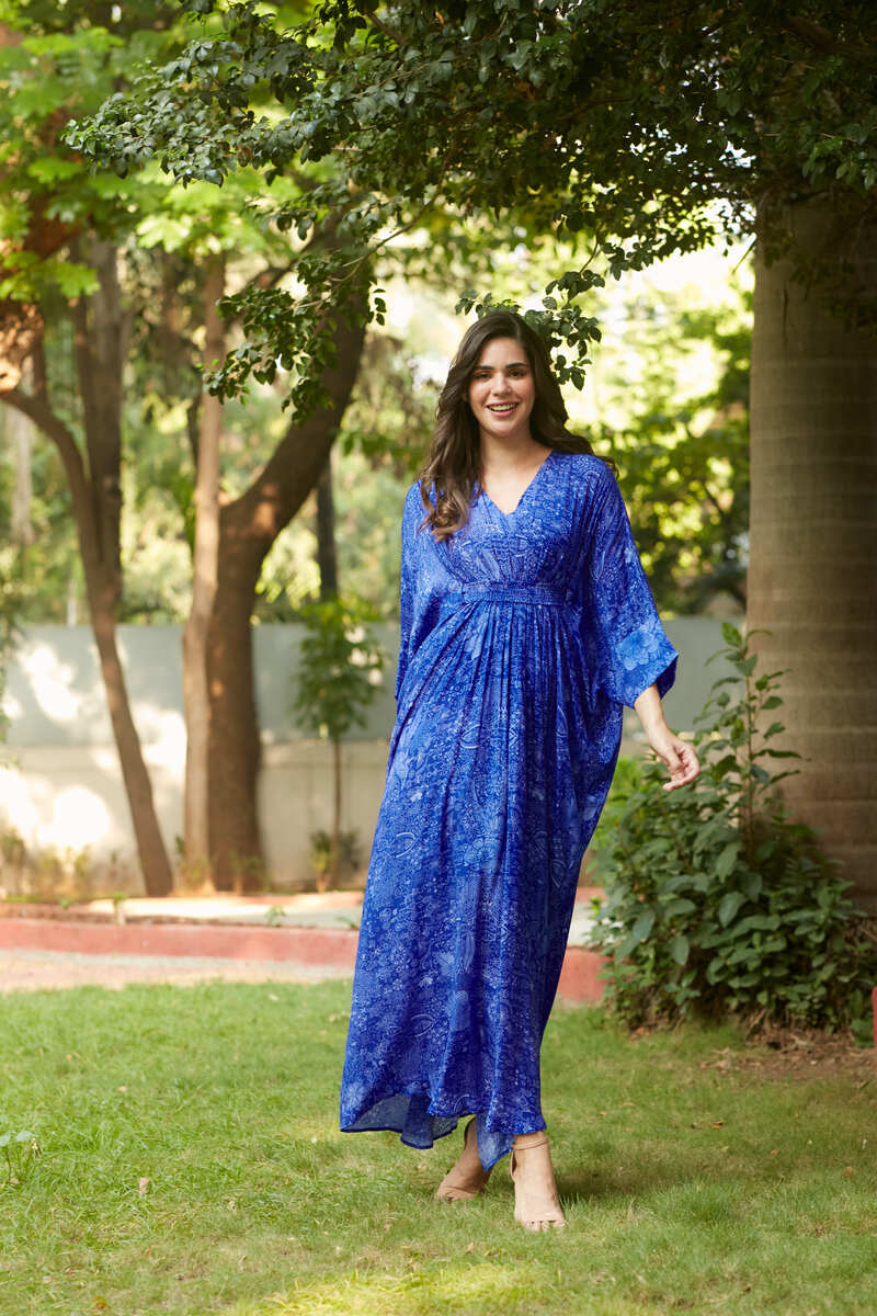 MIDNIGHT BLUE PLEATED KAFTAN