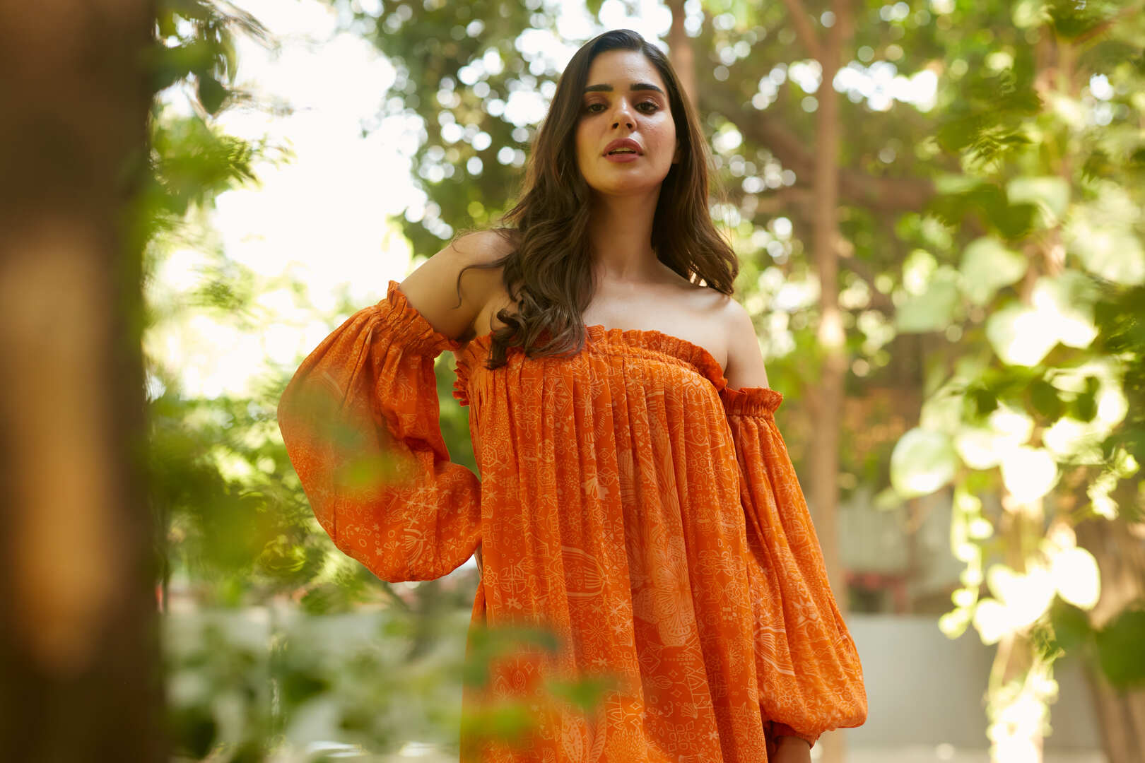 FLAME LILY OFF SHOULDER DRESS