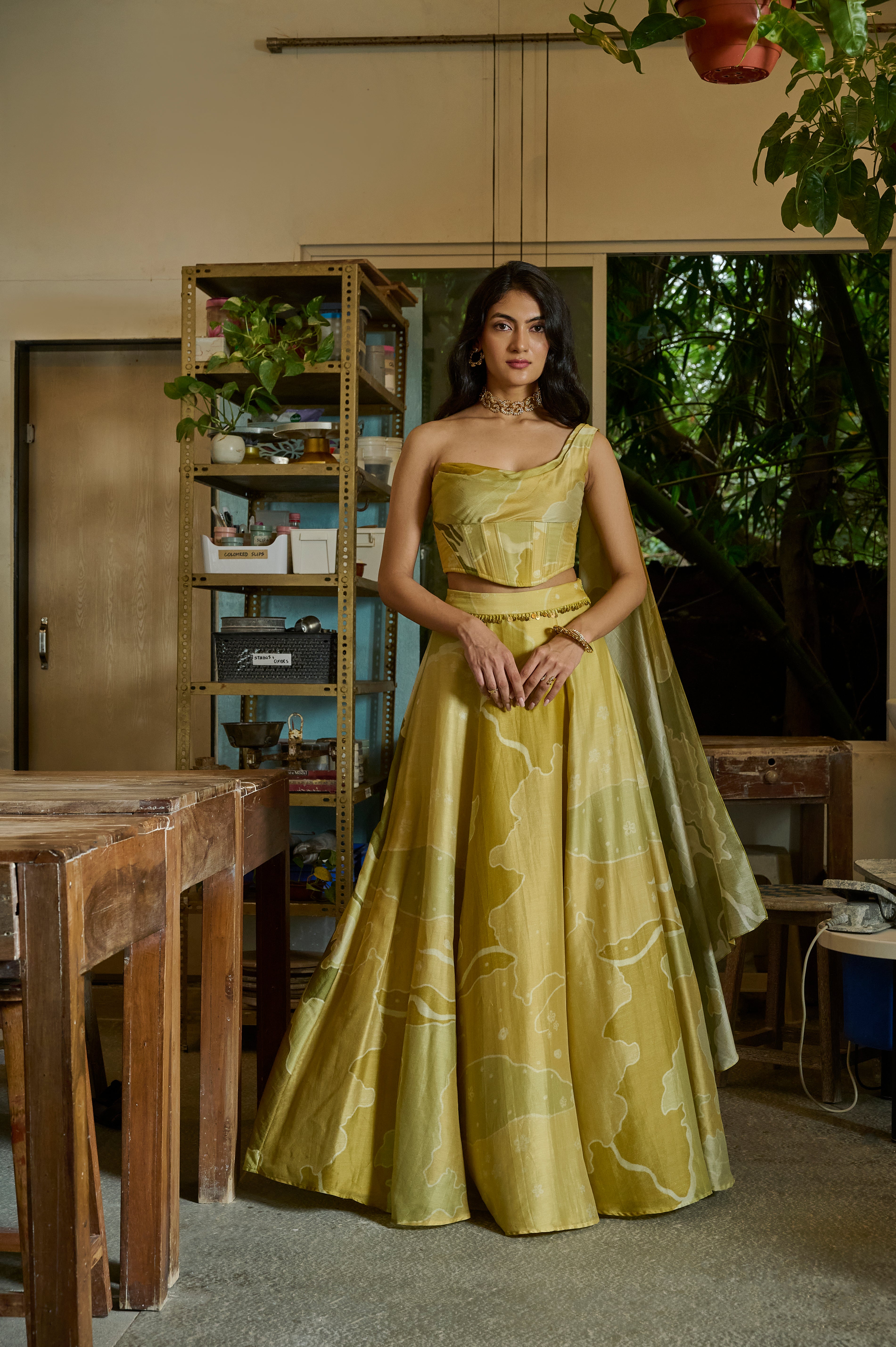 Abstract Corset Lehenga Set