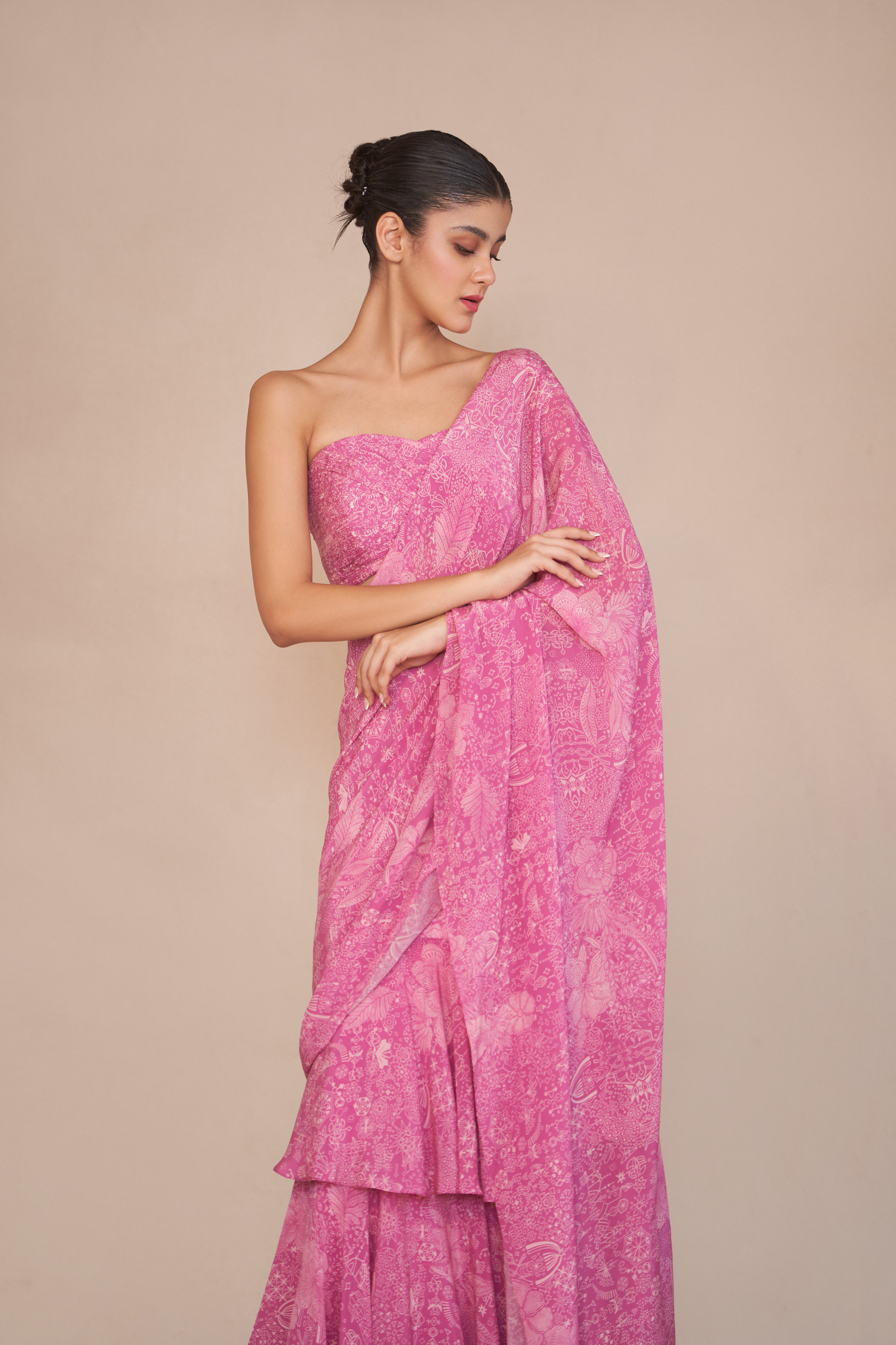 ASH ROSE PRE-DRAPED SAREE SET