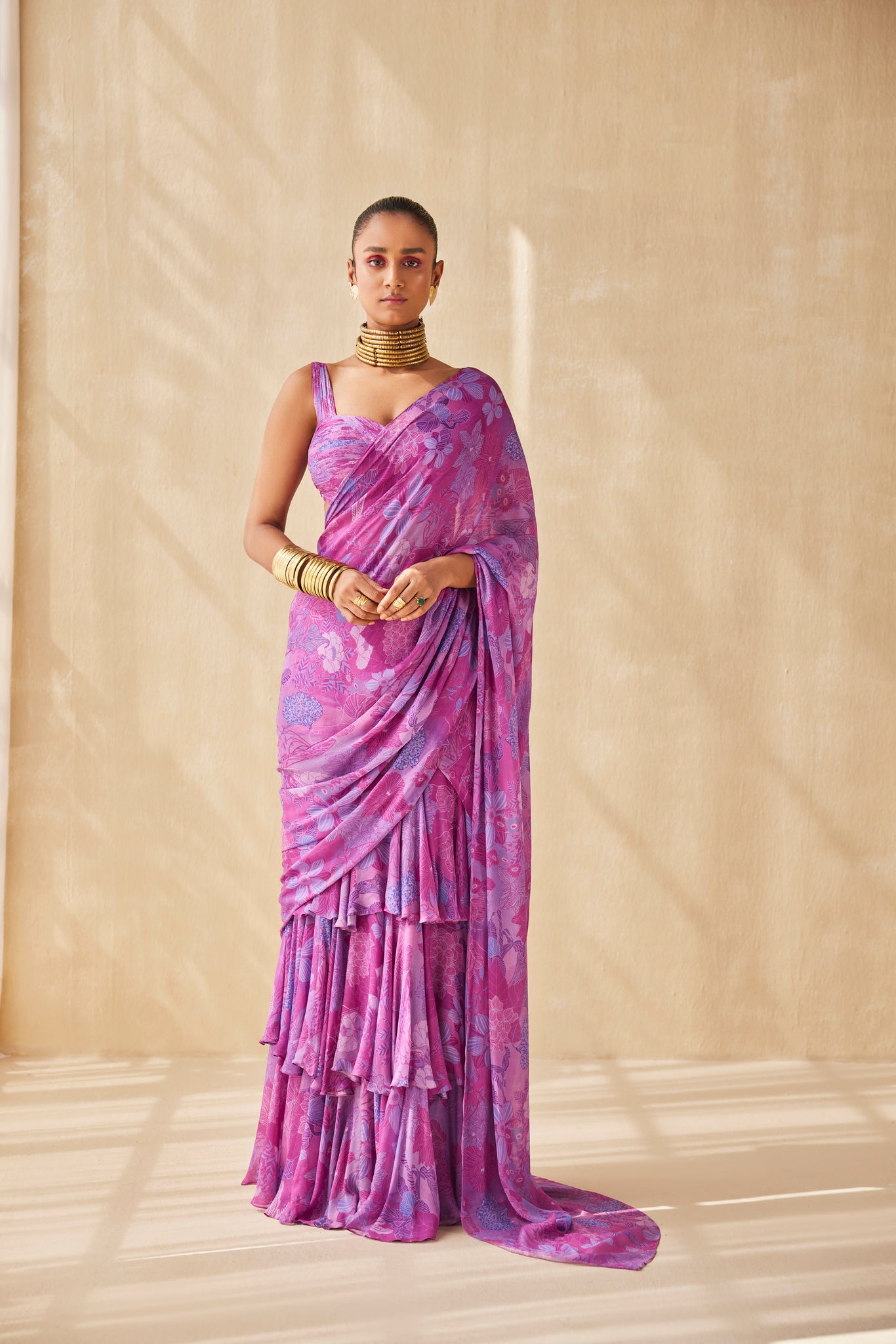 DEEP RHYTHM RUFFLE SAREE