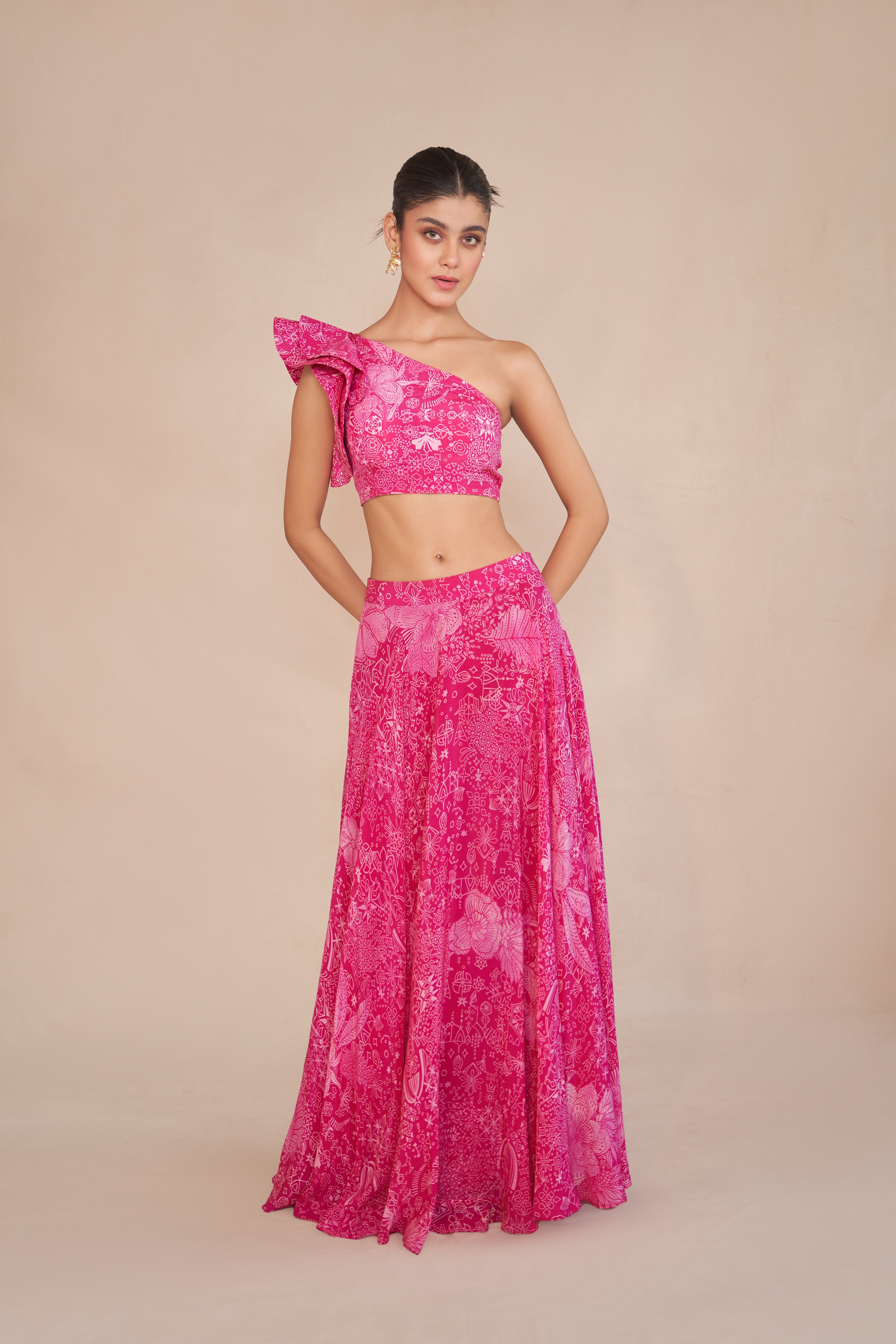 FUSHIA  TIFFANY LEHENGA SET