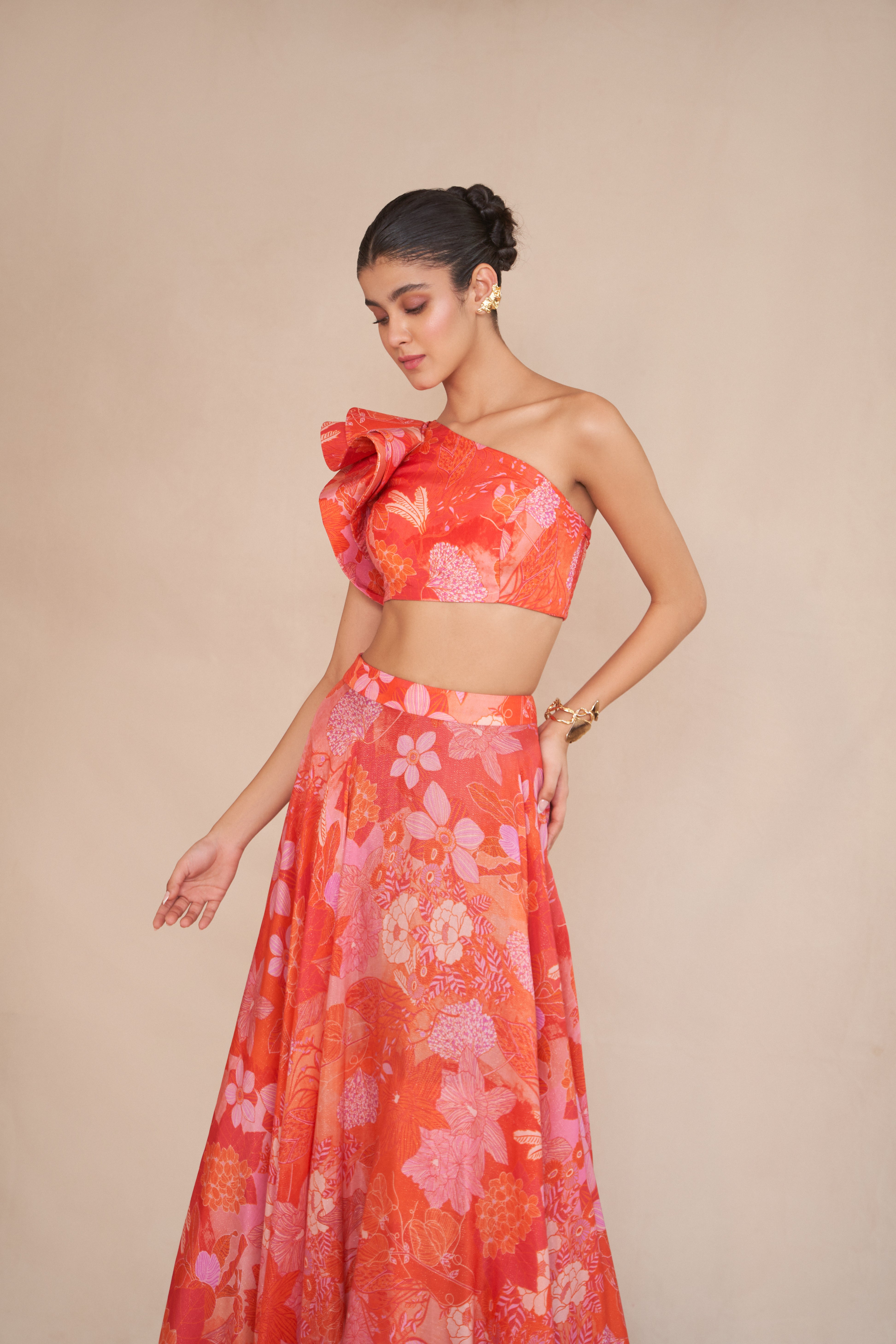 SCARLET TIFFANY LEHENGA SET