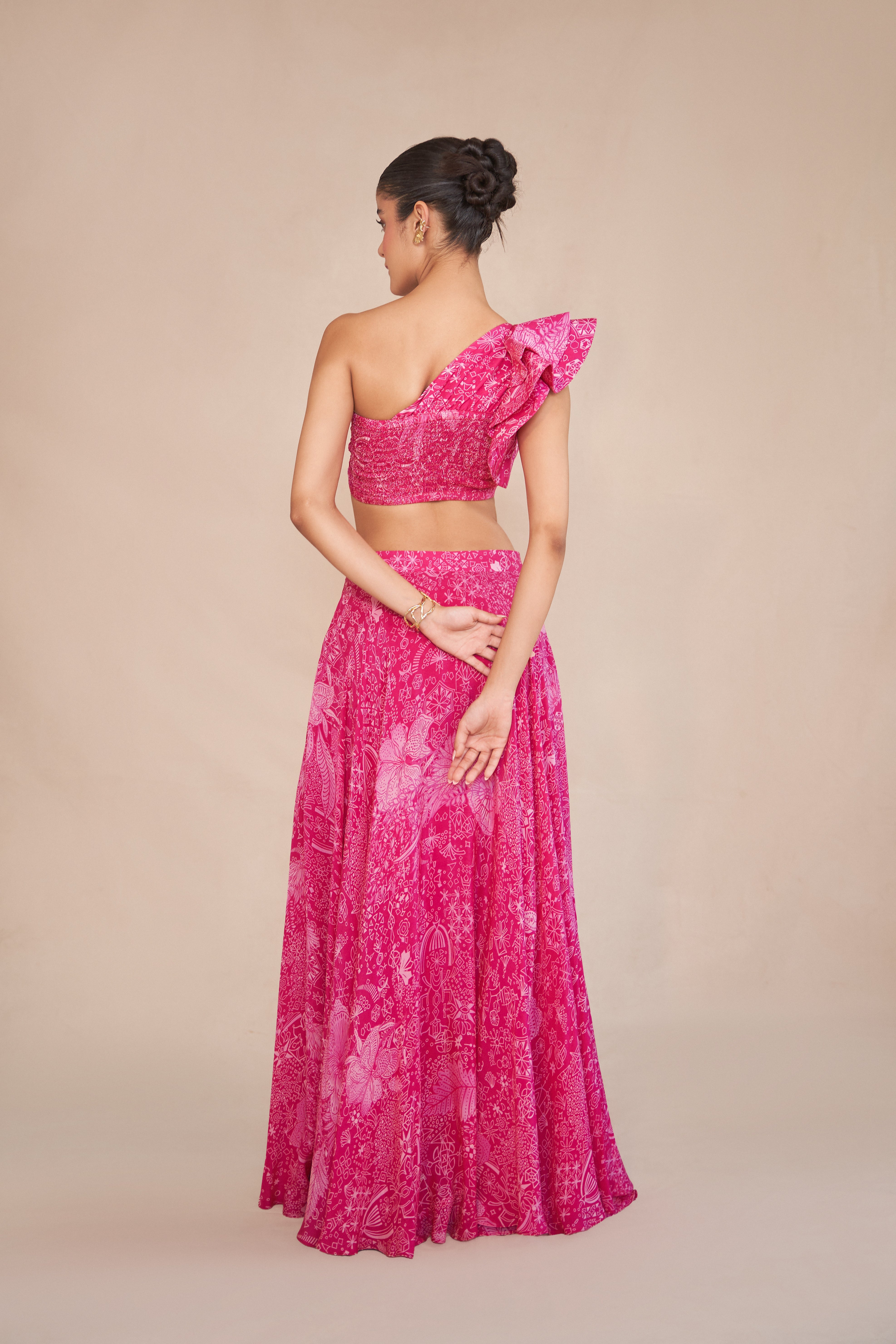 FUSHIA  TIFFANY LEHENGA SET