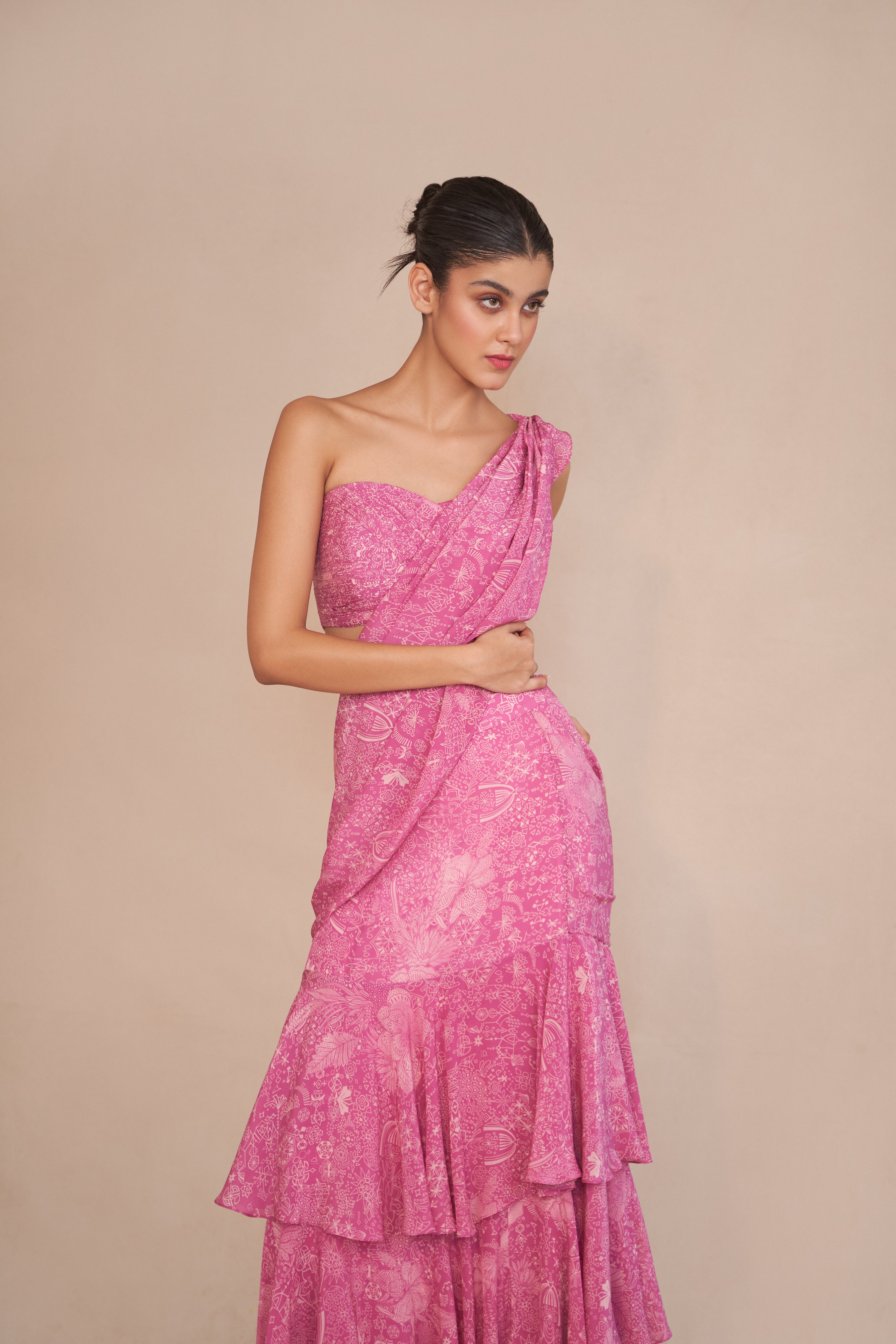 ASH ROSE PRE-DRAPED SAREE SET