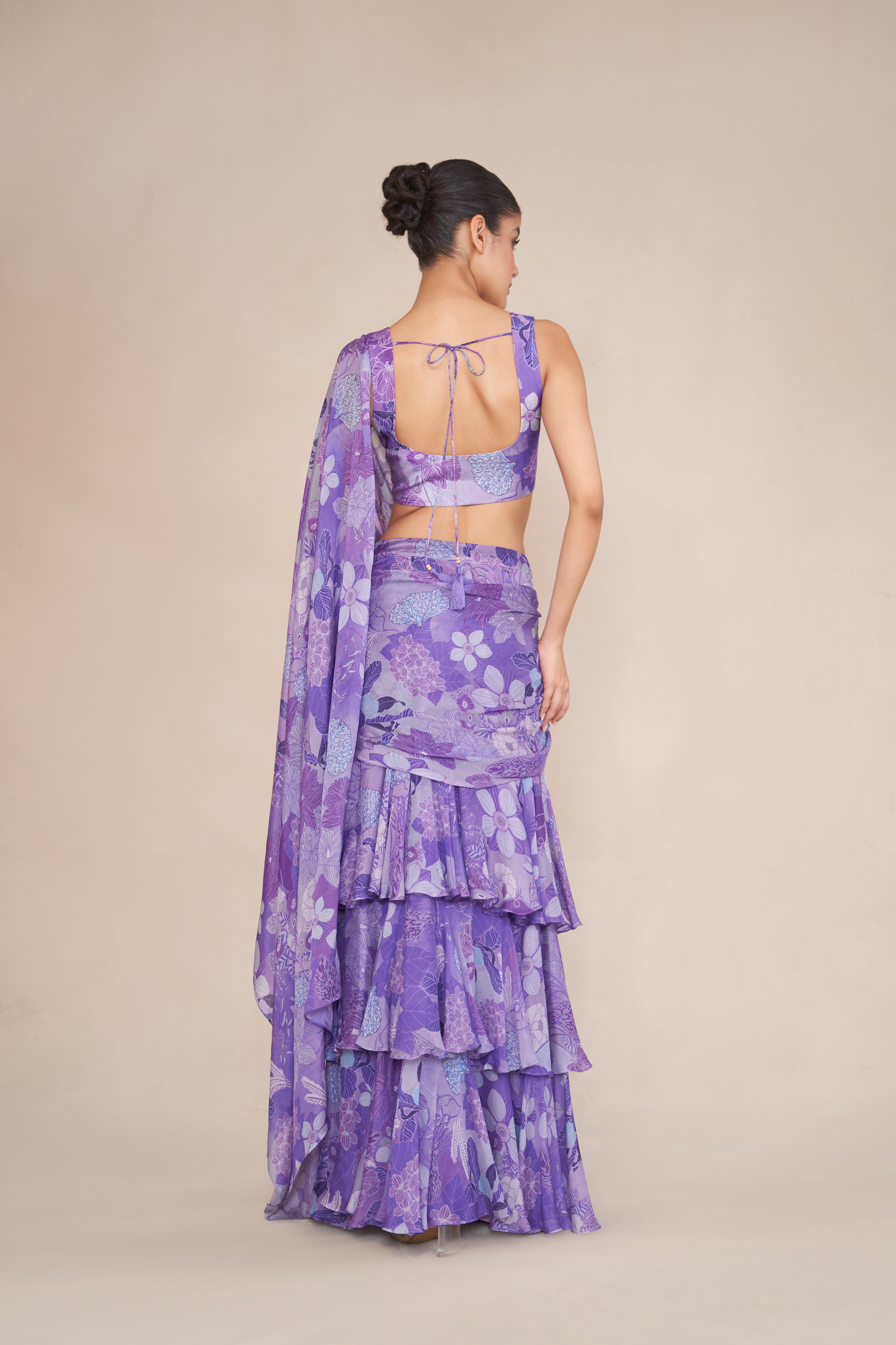 LILAC PRE-DRAPED SAREE SET