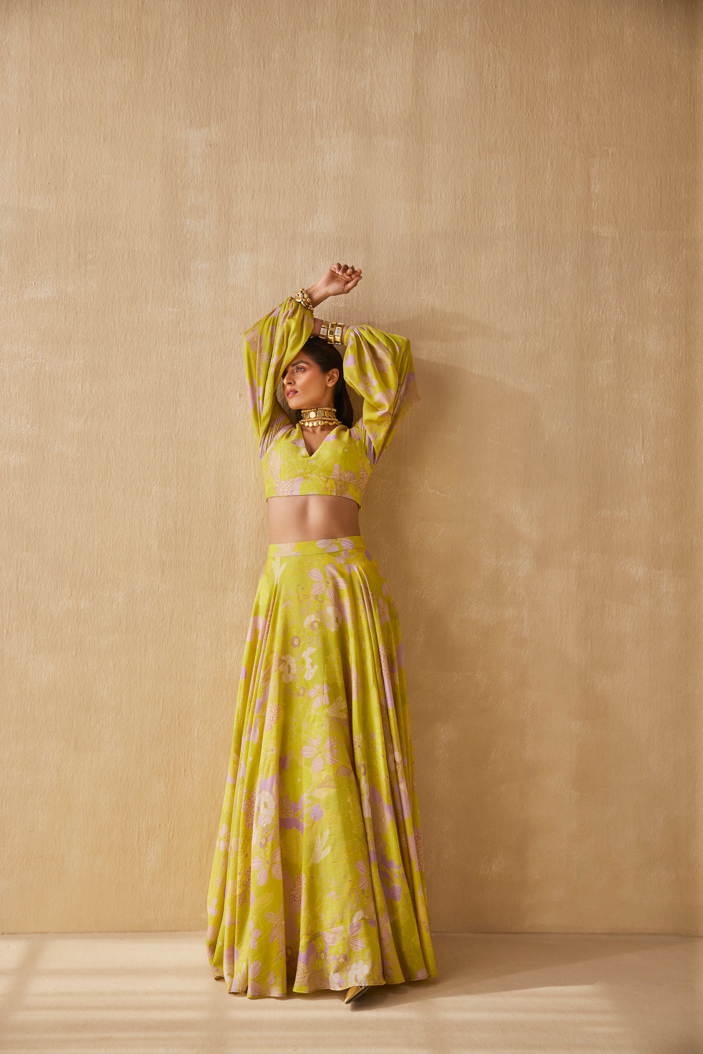 MELLOW DREAM LEHENGA WITH BALLOON SLEEVE BLOUSE SET