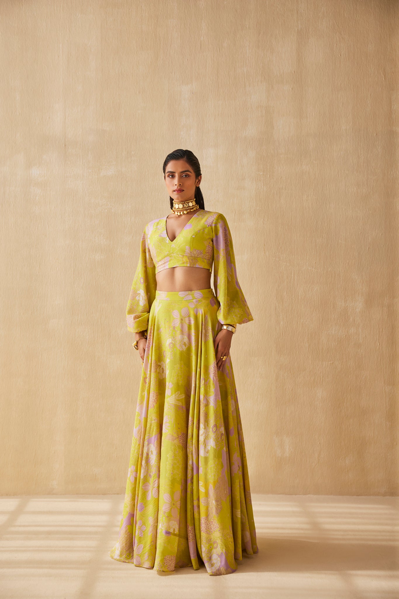 MELLOW DREAM LEHENGA WITH BALLOON SLEEVE BLOUSE SET