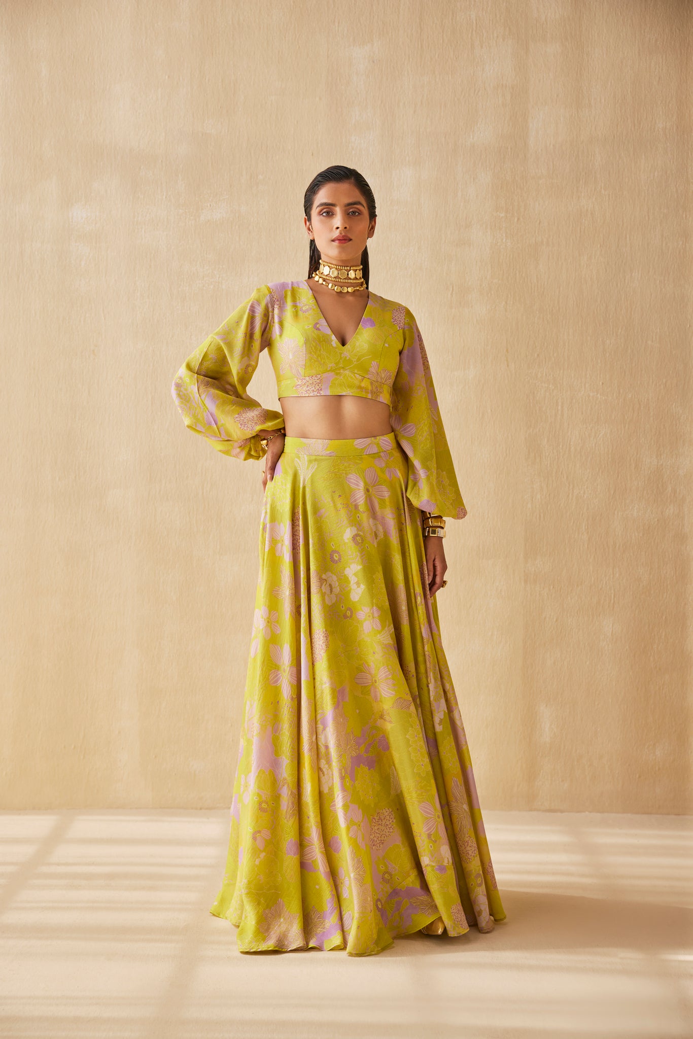 MELLOW DREAM LEHENGA WITH BALLOON SLEEVE BLOUSE SET