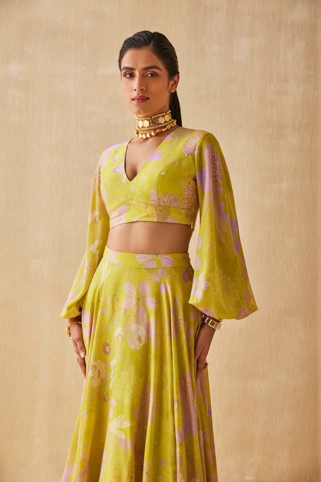 MELLOW DREAM LEHENGA WITH BALLOON SLEEVE BLOUSE SET