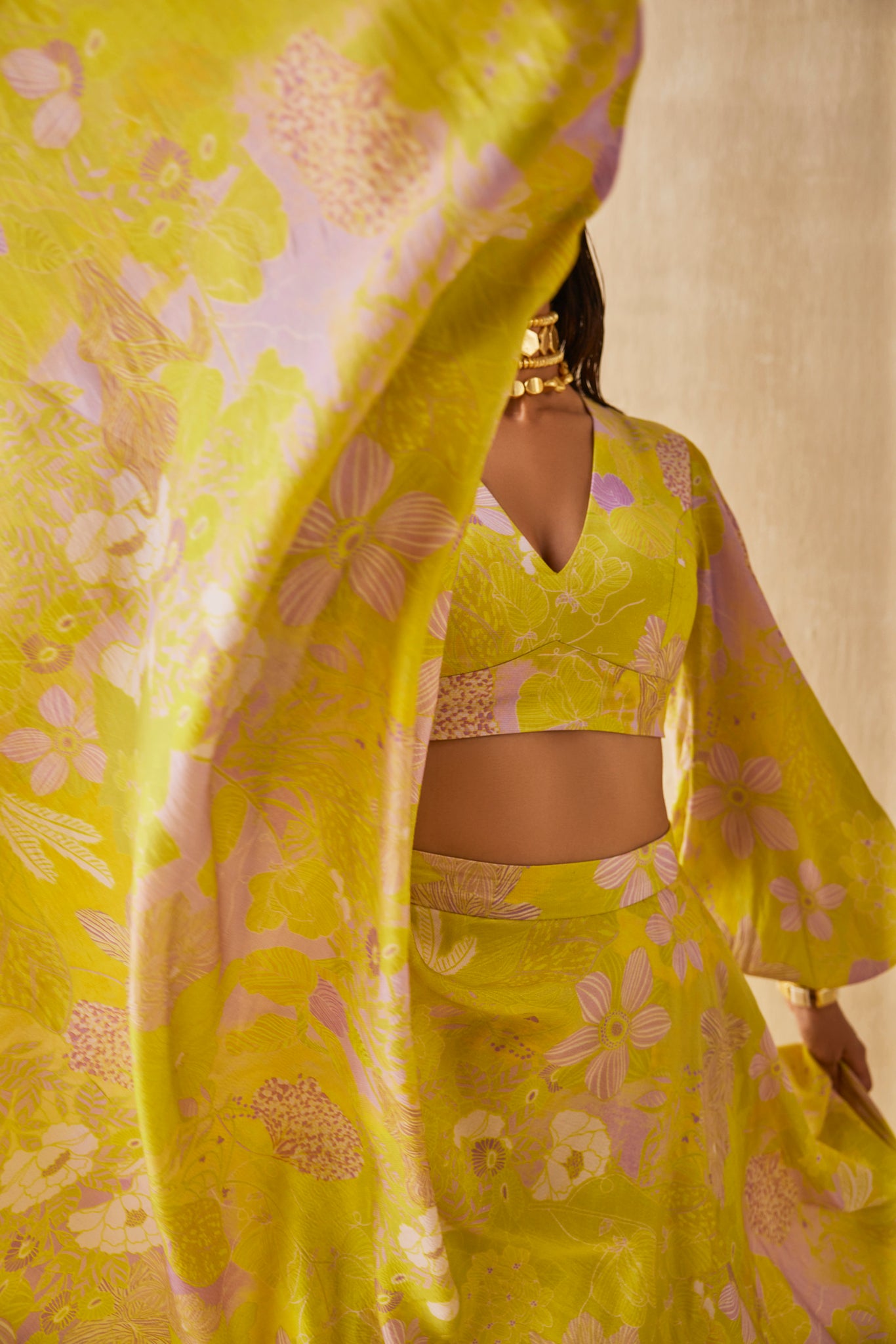 MELLOW DREAM LEHENGA WITH BALLOON SLEEVE BLOUSE SET