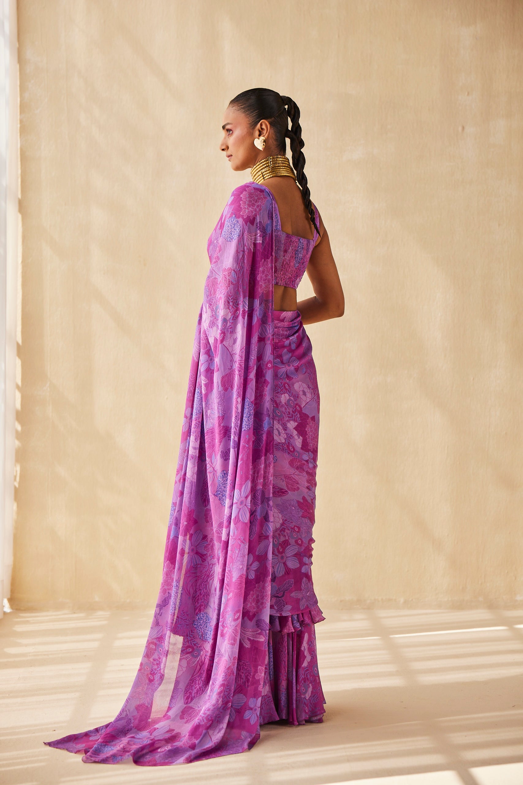 DEEP RHYTHM RUFFLE SAREE