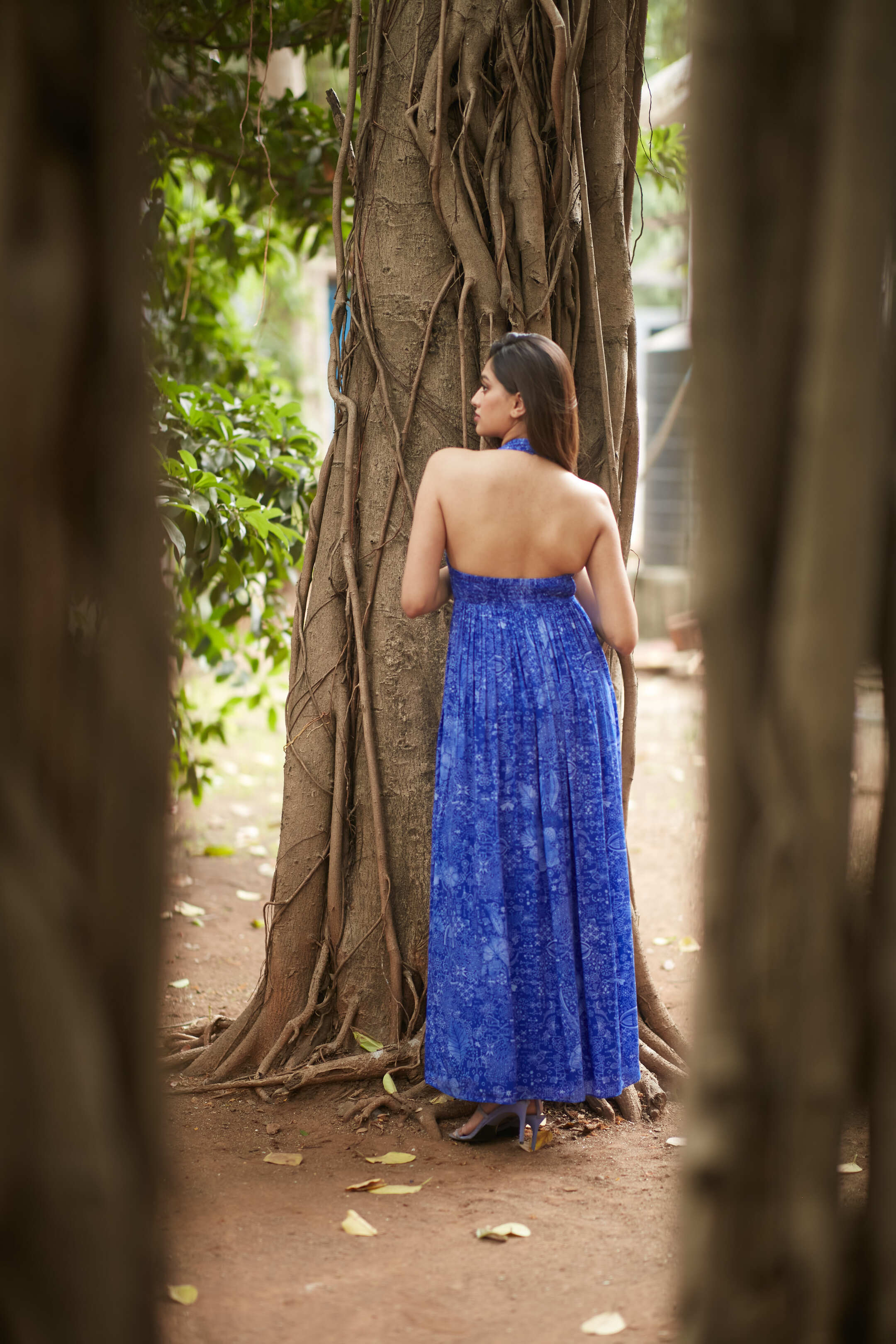 MIDNIGHT BLUE HALTER DRESS