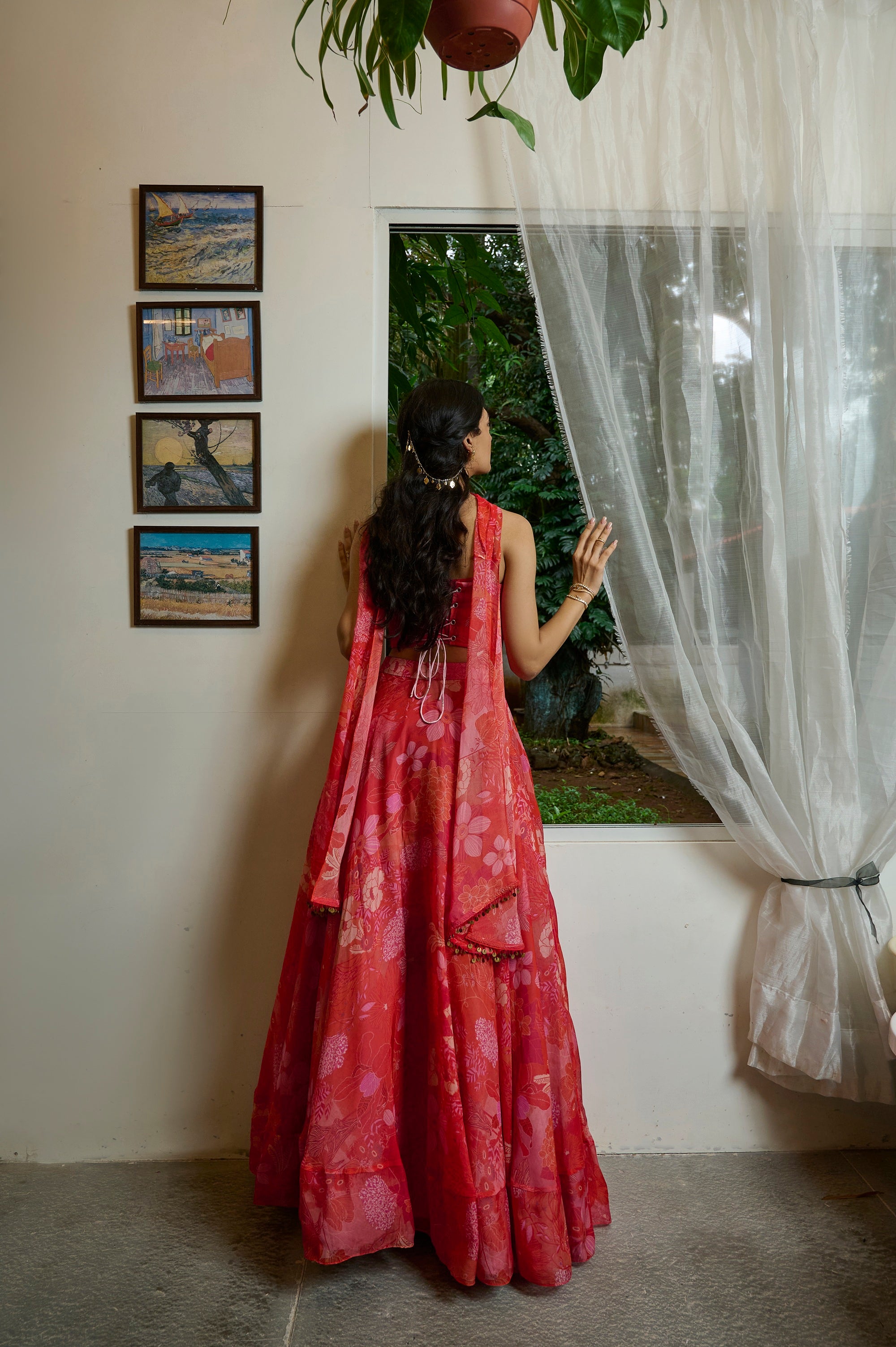 SCARLET RED CORSET LEHENGA