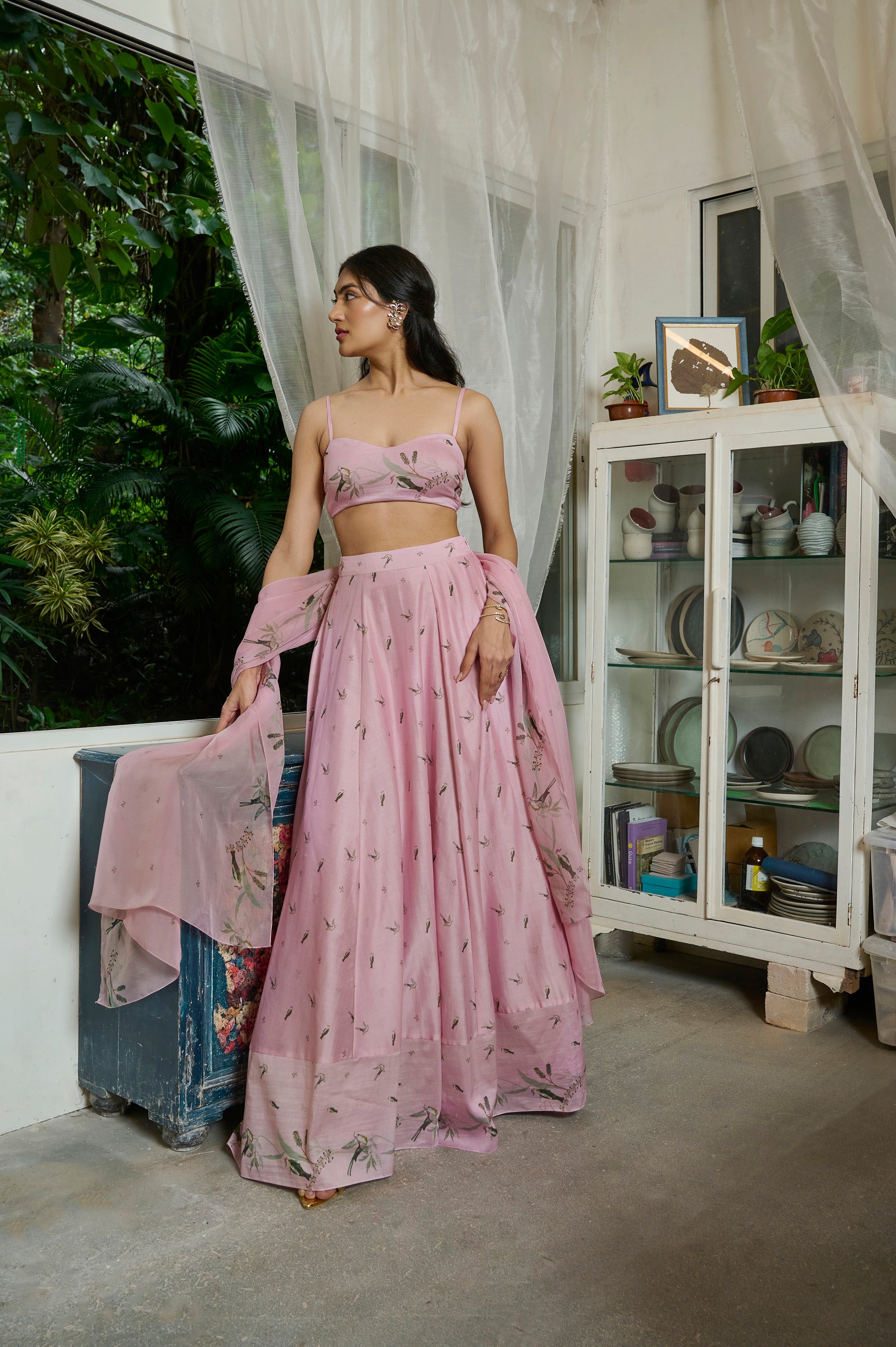 PINK SPARROWS STRAPPY LEHENGA