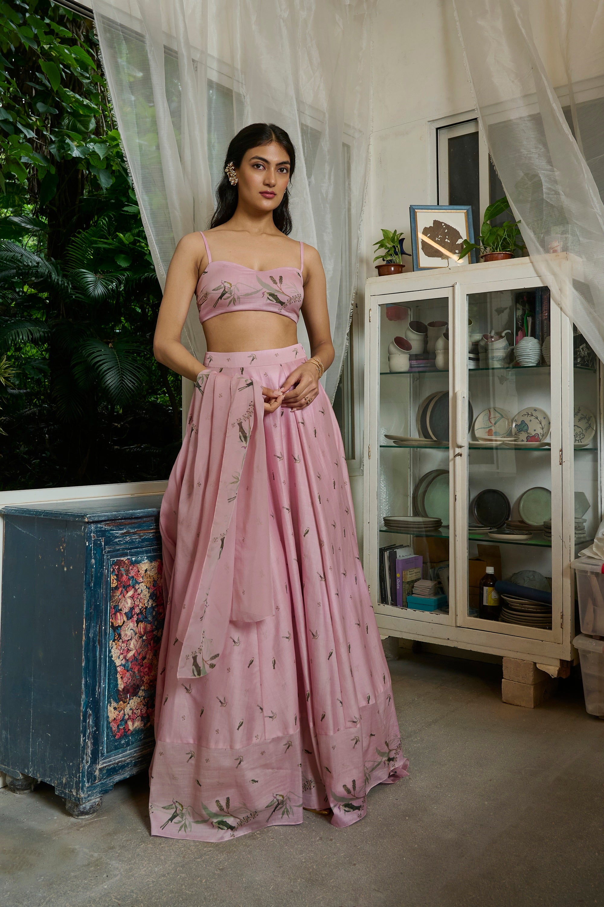 PINK SPARROWS STRAPPY LEHENGA