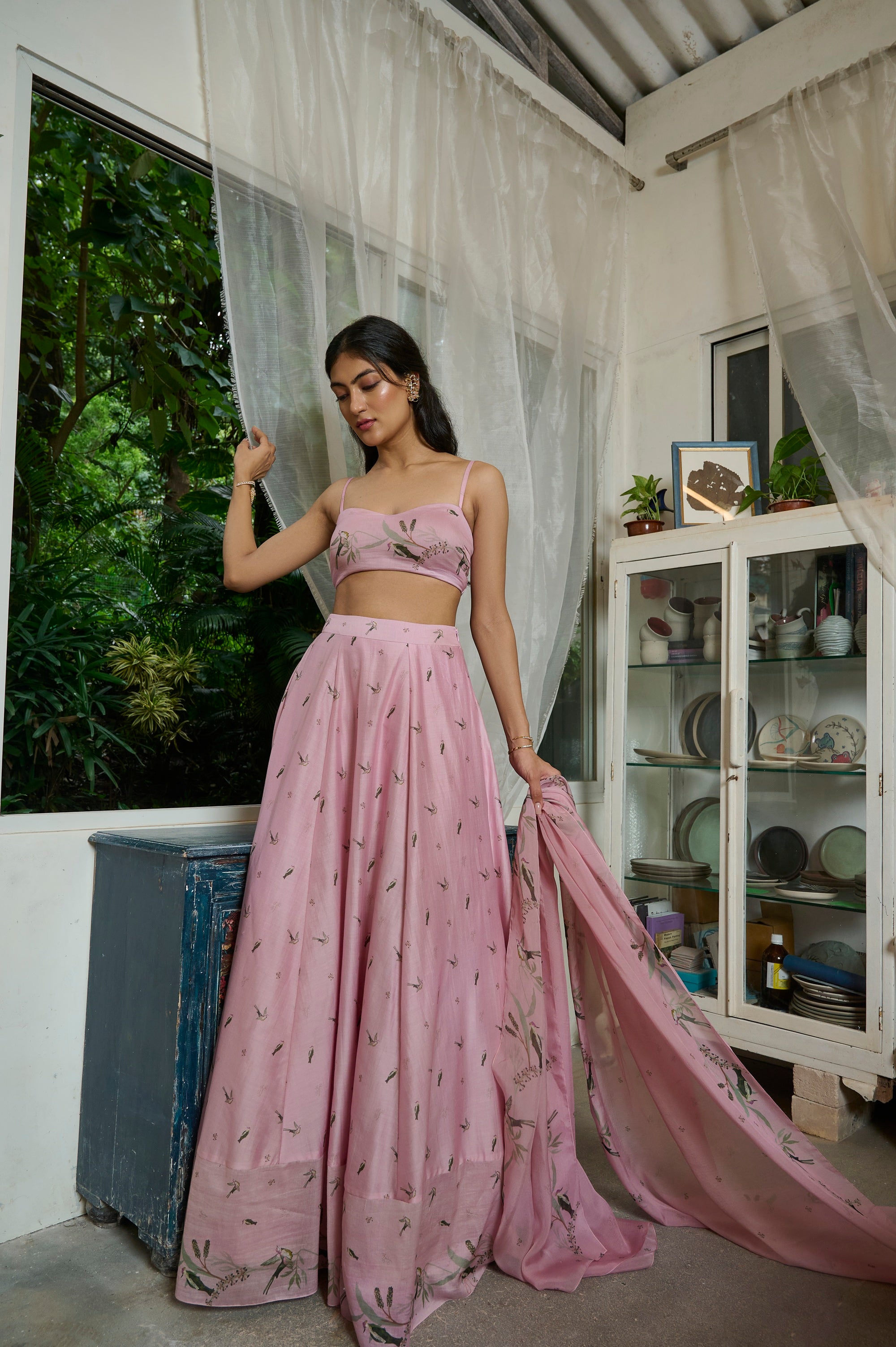 PINK SPARROWS STRAPPY LEHENGA