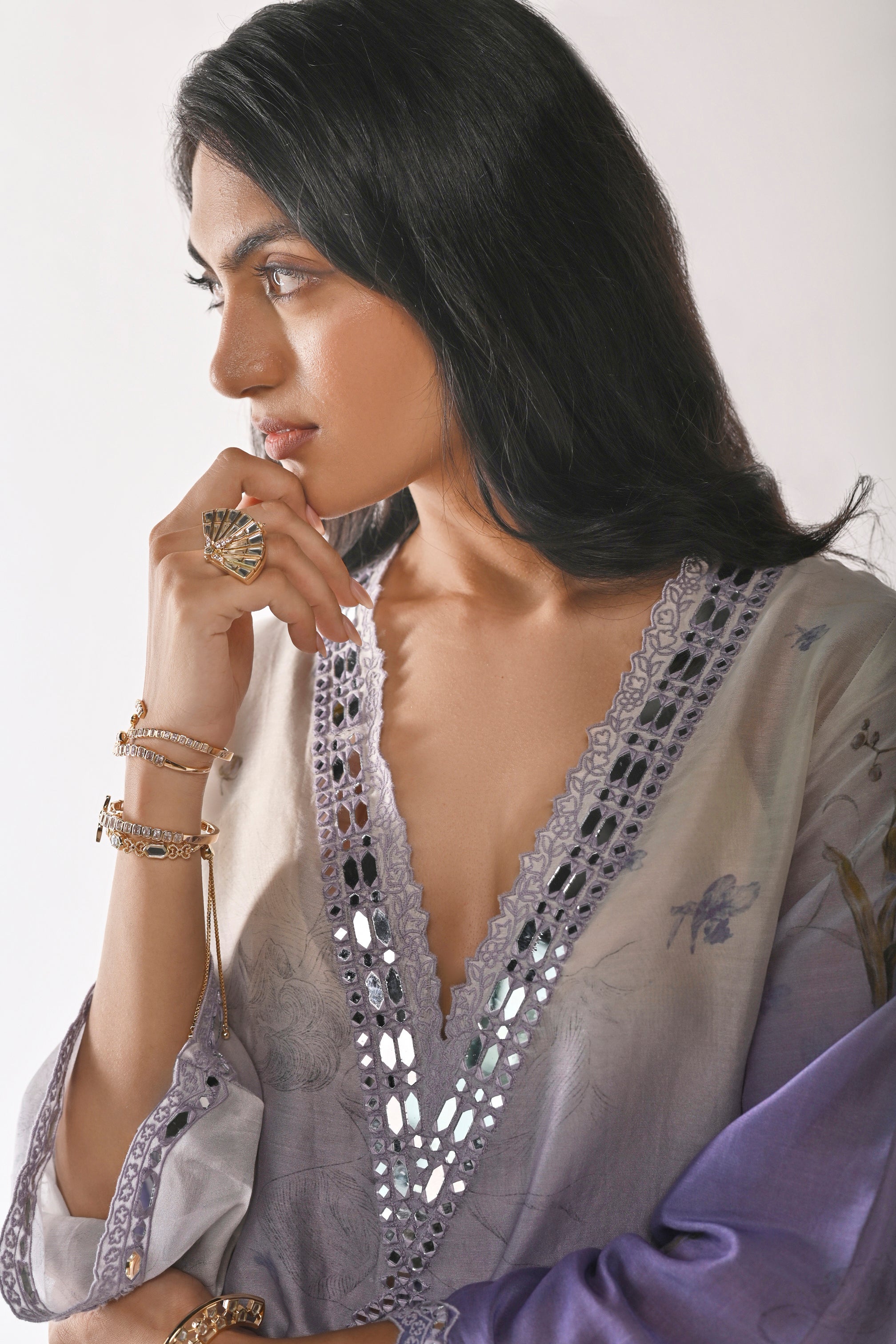 PURPLE POEM KAFTAN SET
