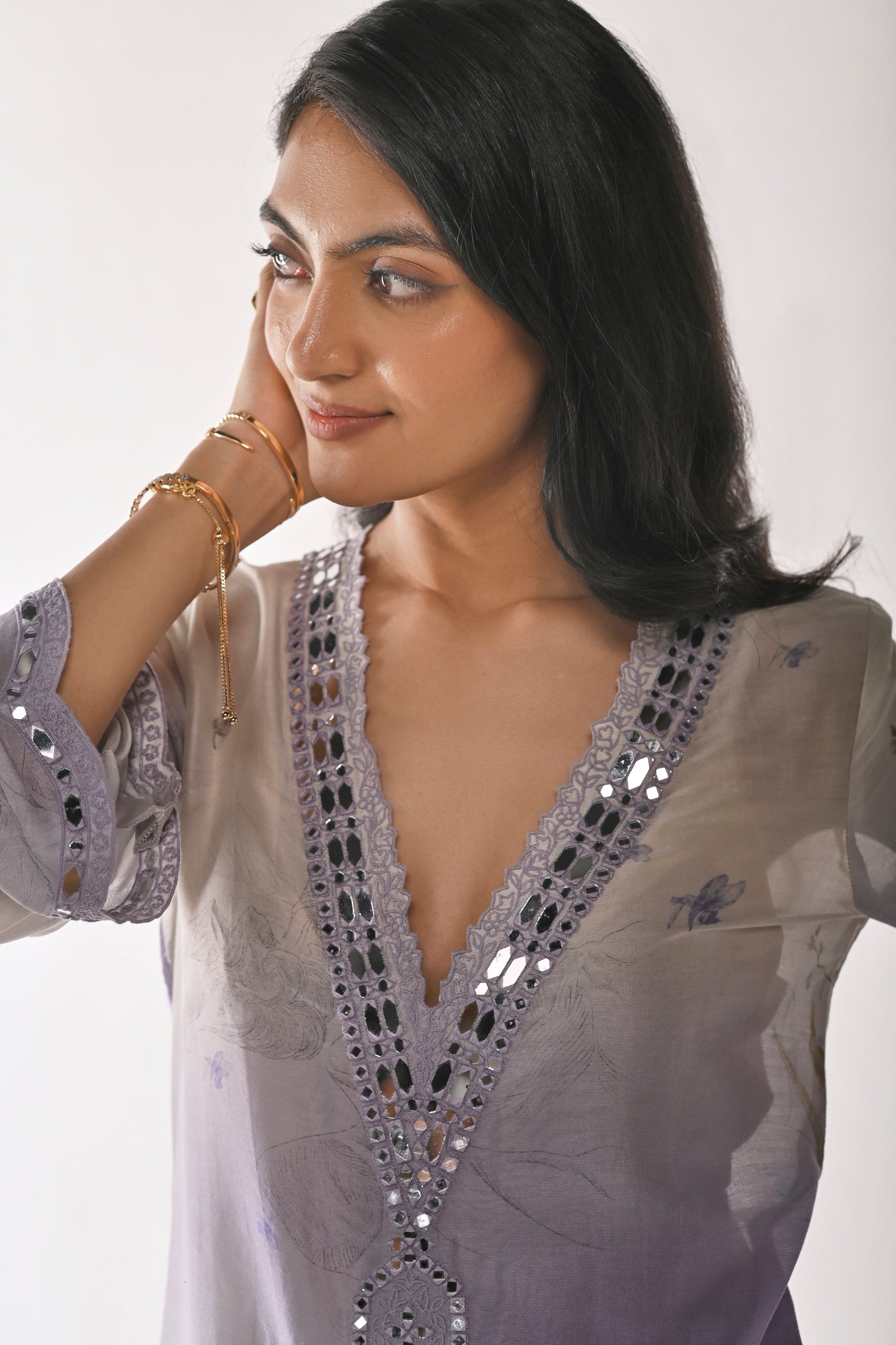 PURPLE POEM KAFTAN SET