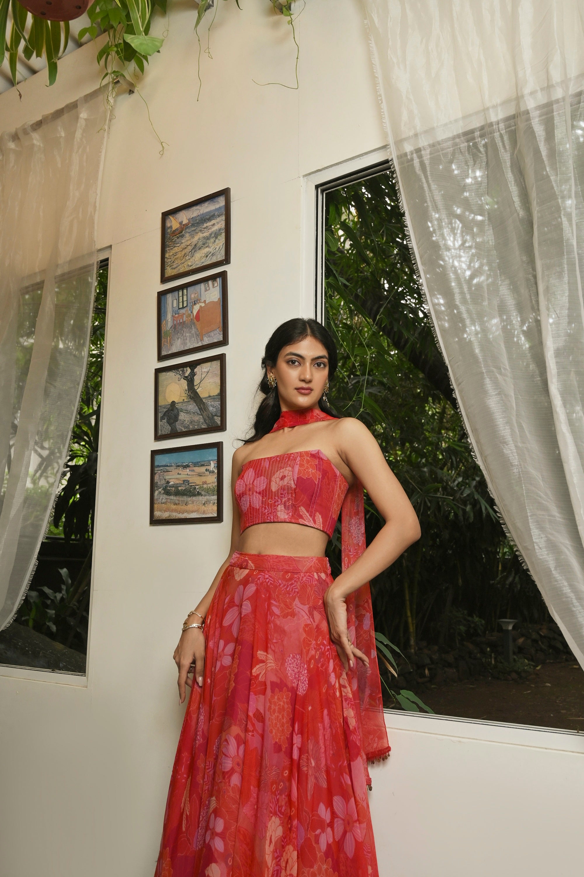 SCARLET RED CORSET LEHENGA