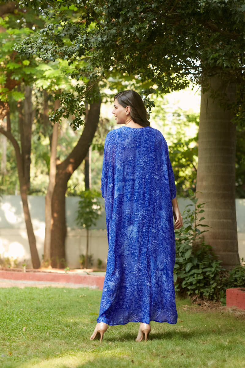 MIDNIGHT BLUE PLEATED KAFTAN